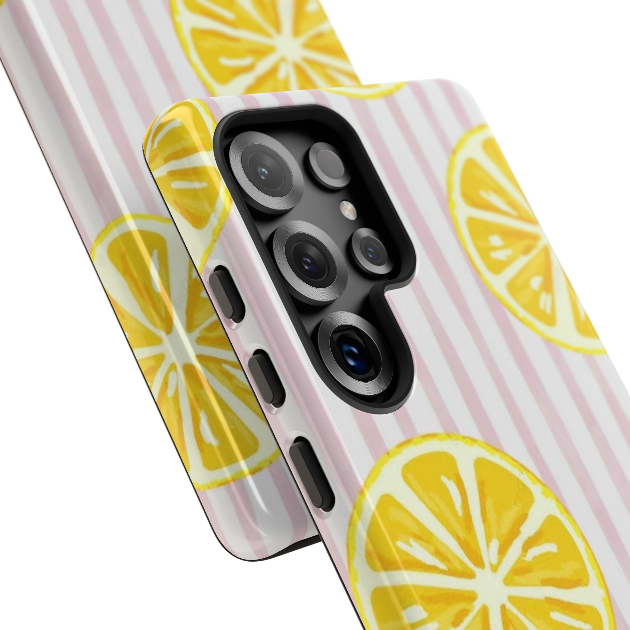 Lemon Slices Tough Case — Cute Pink Stripe Phone Cover