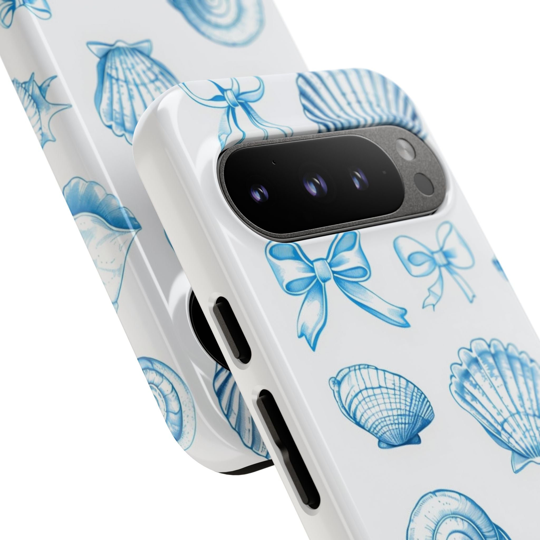 Seaside Shells Phone Case — Blue Nautical Shell & Starfish Pattern