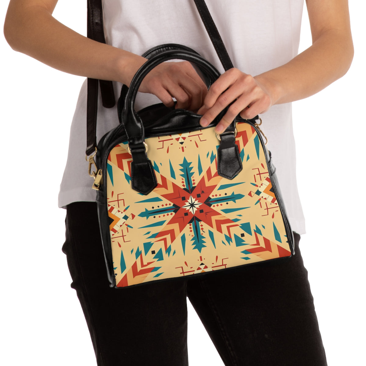 Southwestern Geometric Pattern Shoulder Handbag