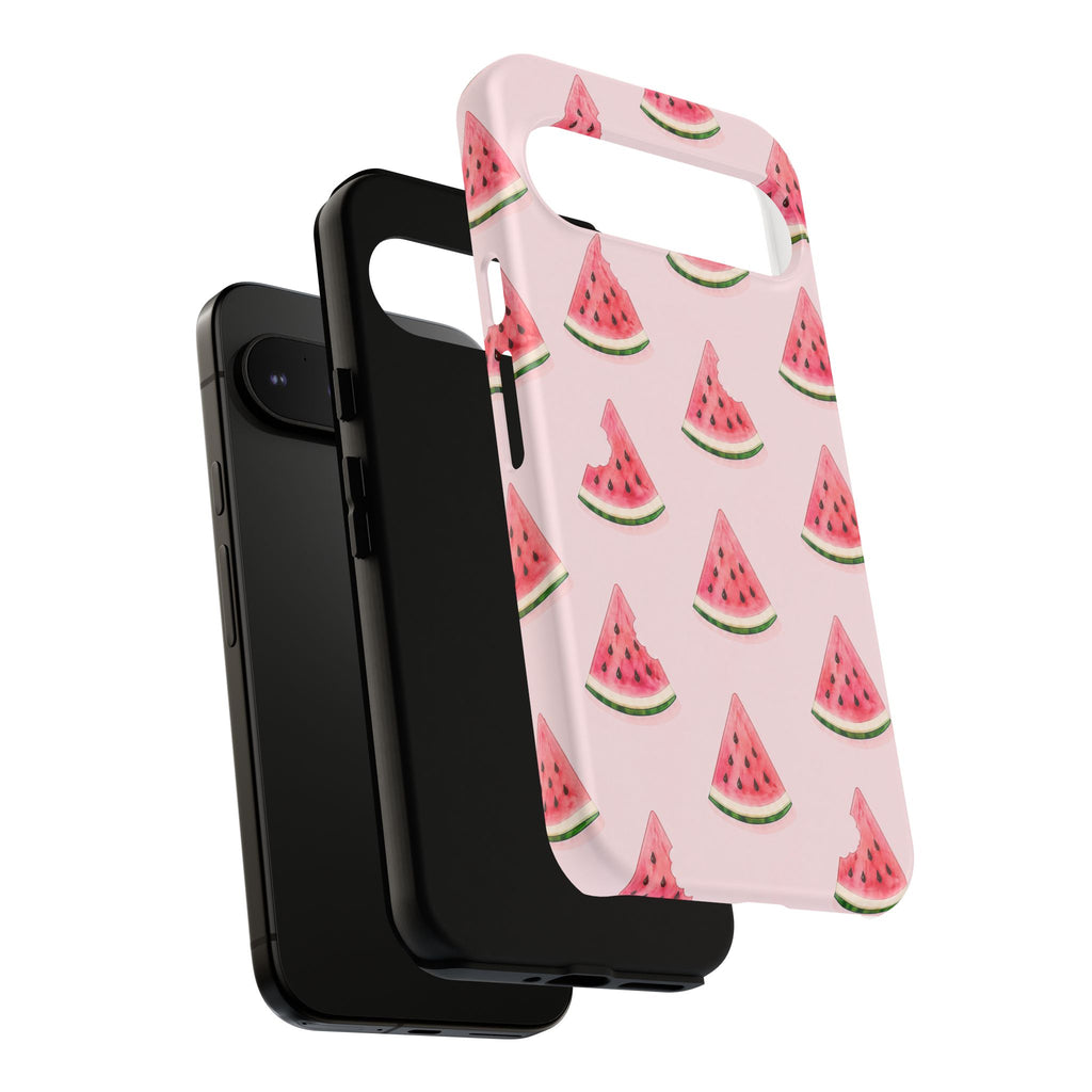 Watermelon Pattern Tough Phone Case — Pink Fruit Slice Protective Case