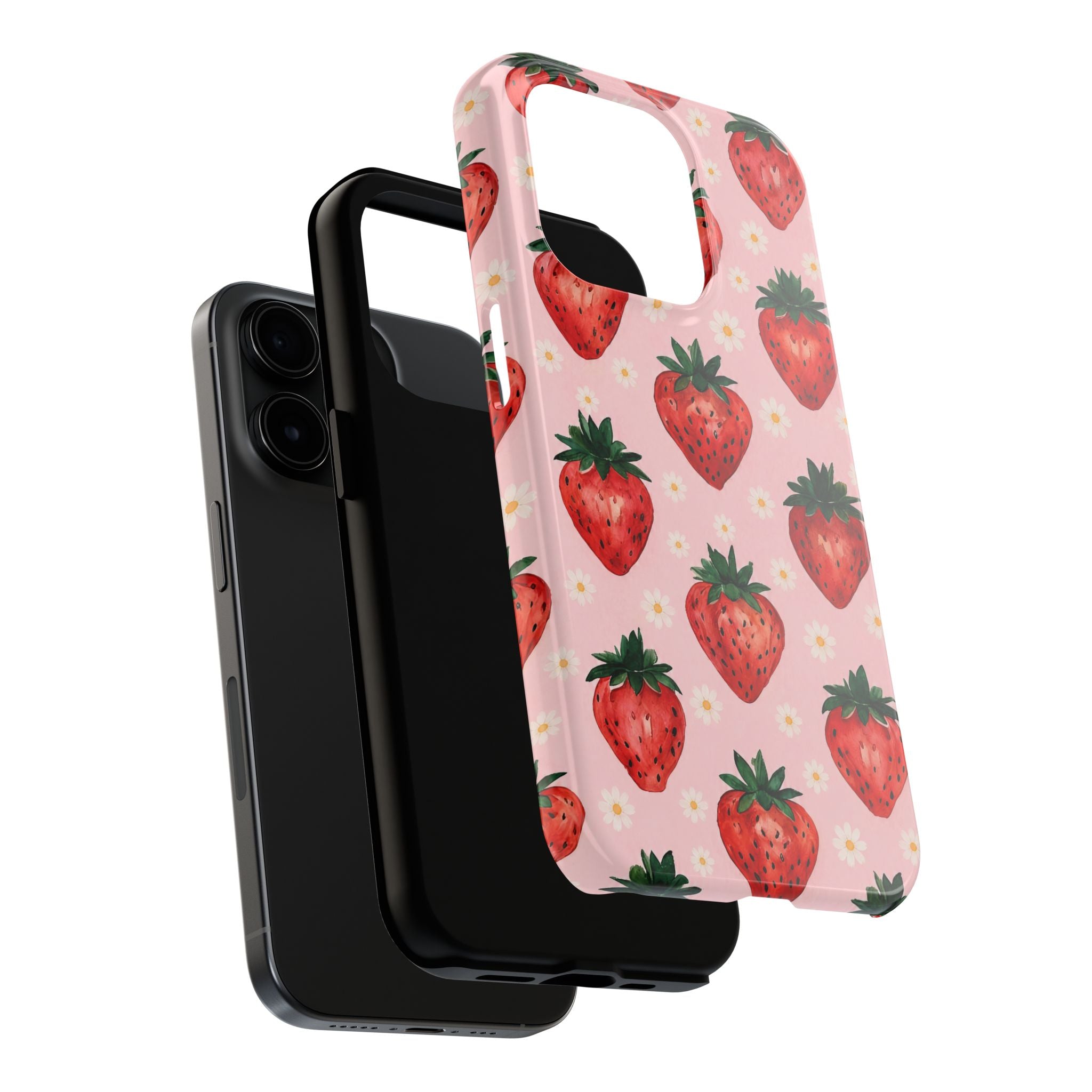 Strawberry Pattern Tough Phone Case — Cute Pink Fruit iPhone/Android Protection