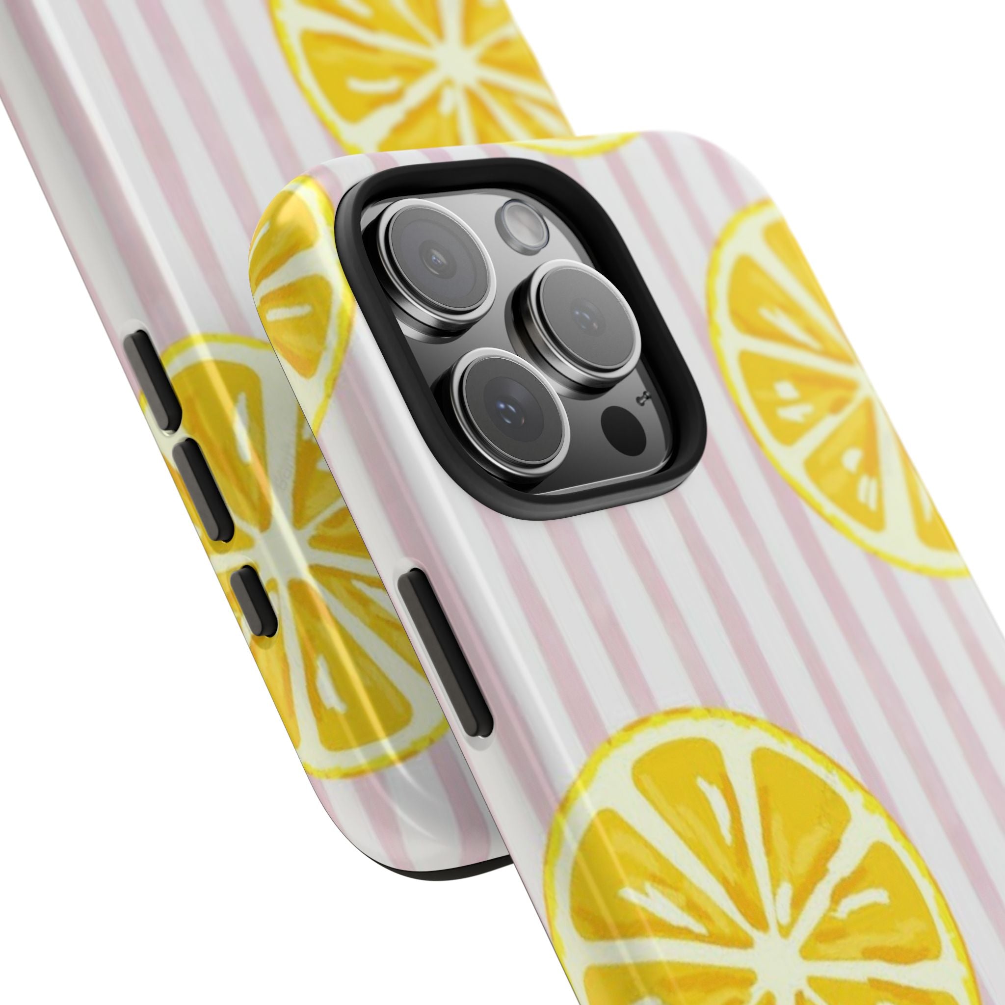 Lemon Slice Tough Phone Case — Pink Stripe Summer Protective Cover