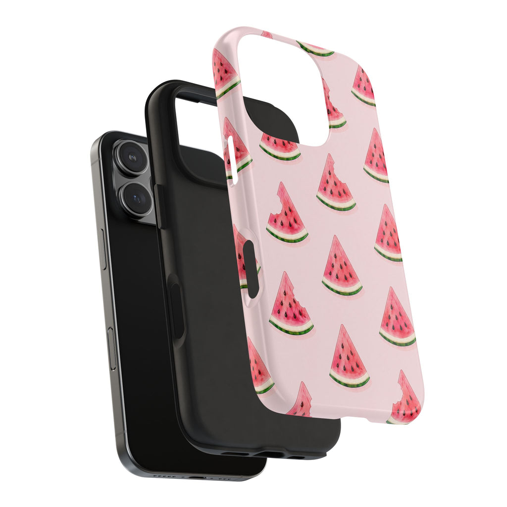 Watermelon Slice Tough Phone Case — Pink Fruit Pattern, Summer Phone Cover