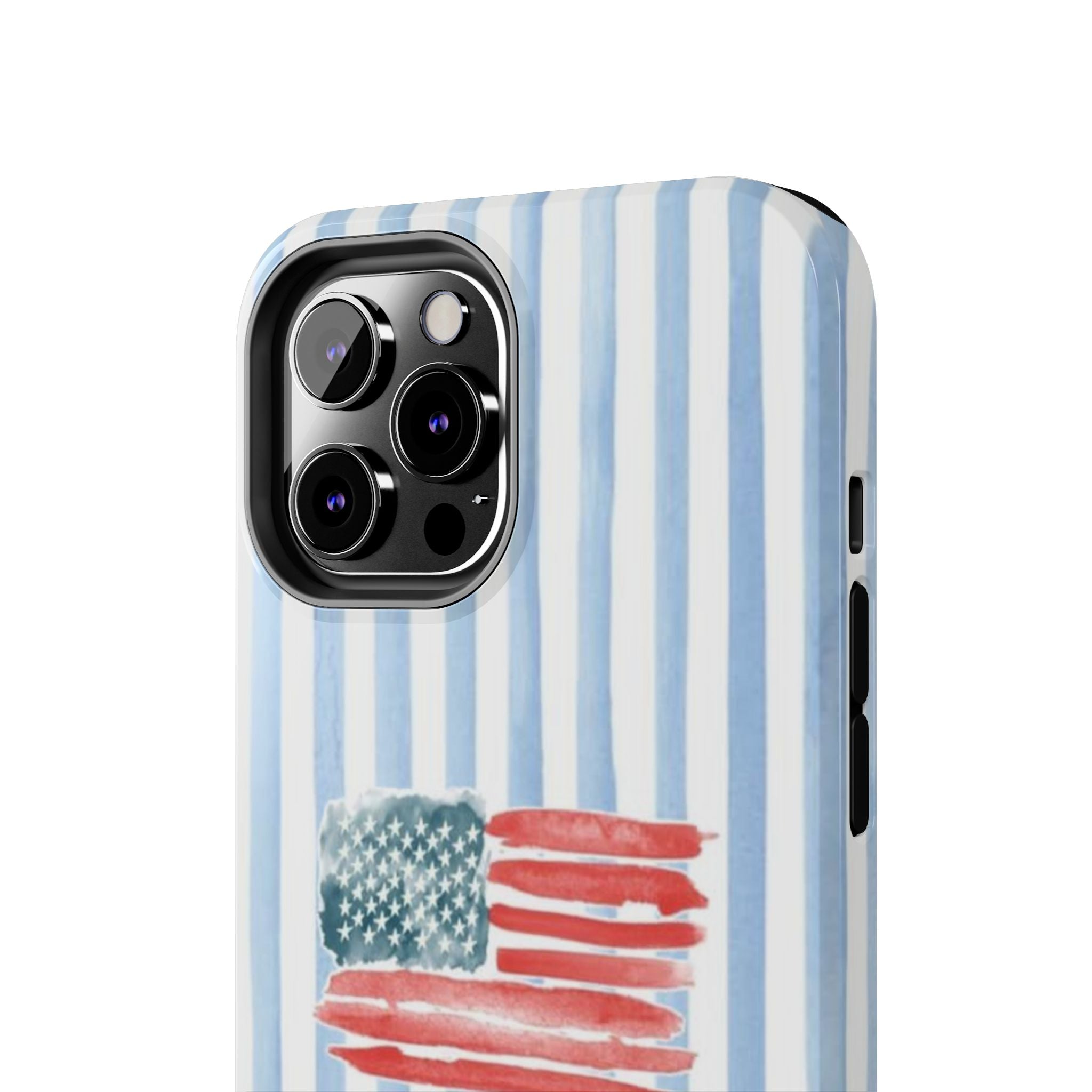American Flag Watercolor Tough Phone Case — Blue Striped Patriotic Phone Case