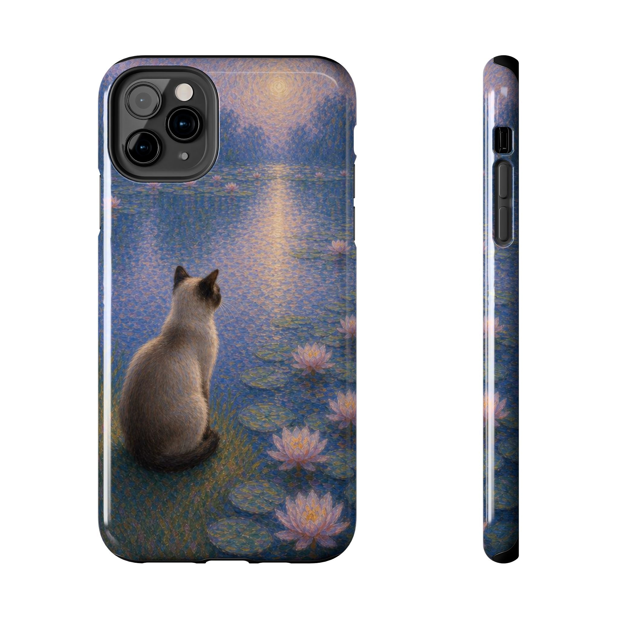 Siamese Cat by Moonlight Tough Phone Case – Waterlily Dream Protective Cover