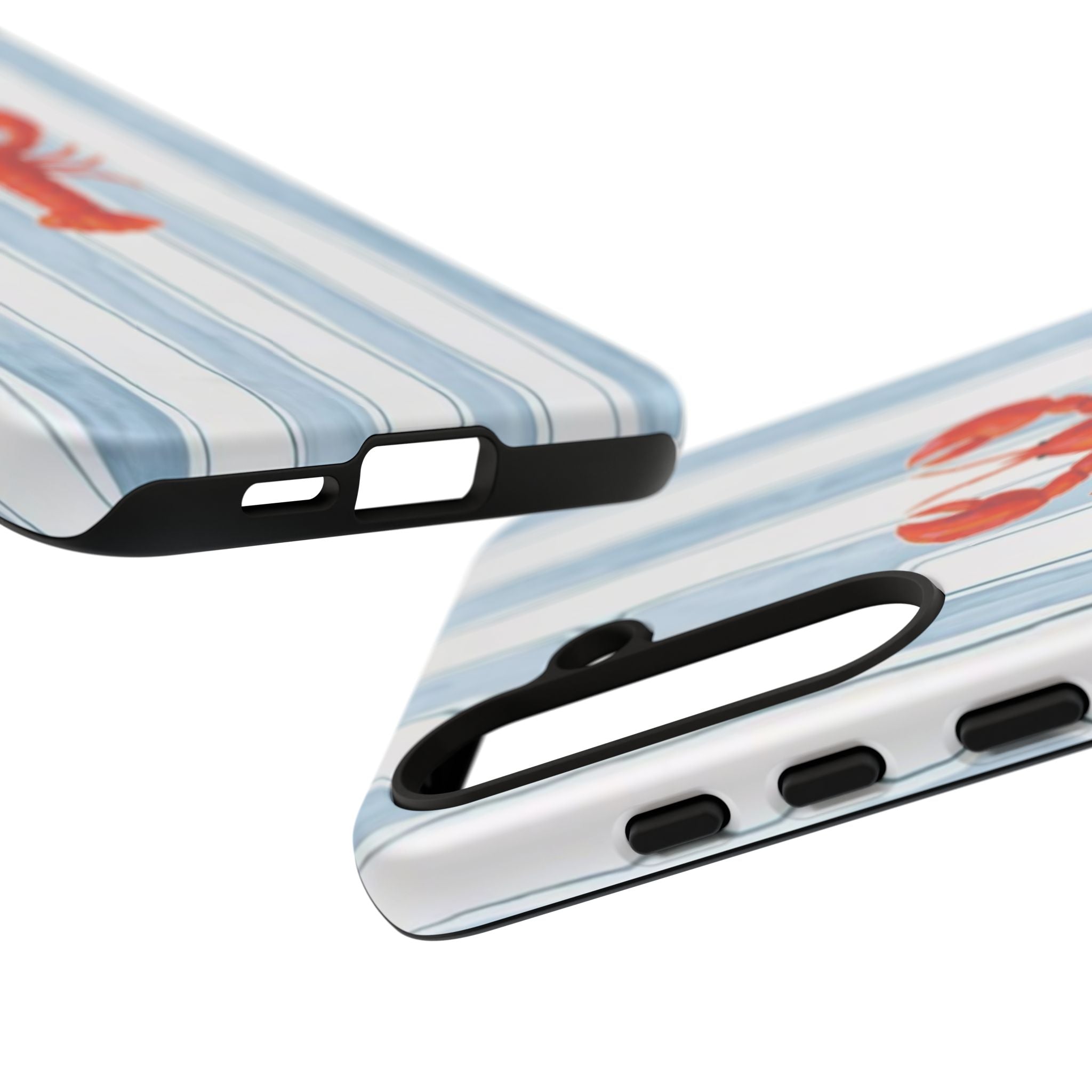Lobster Stripe Phone Case — Nautical Blue & White Protective Cover