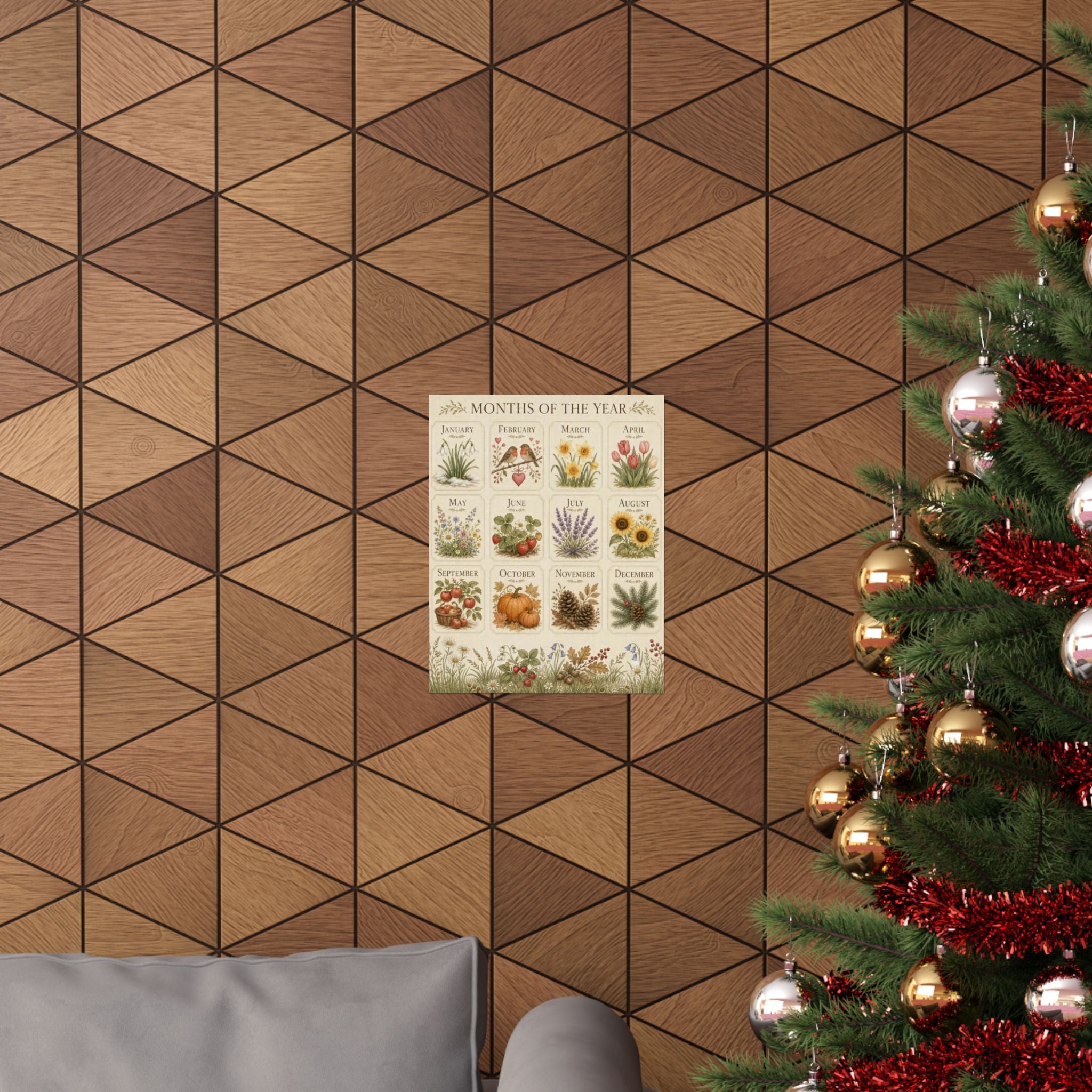 Months of the Year Botanical Poster
