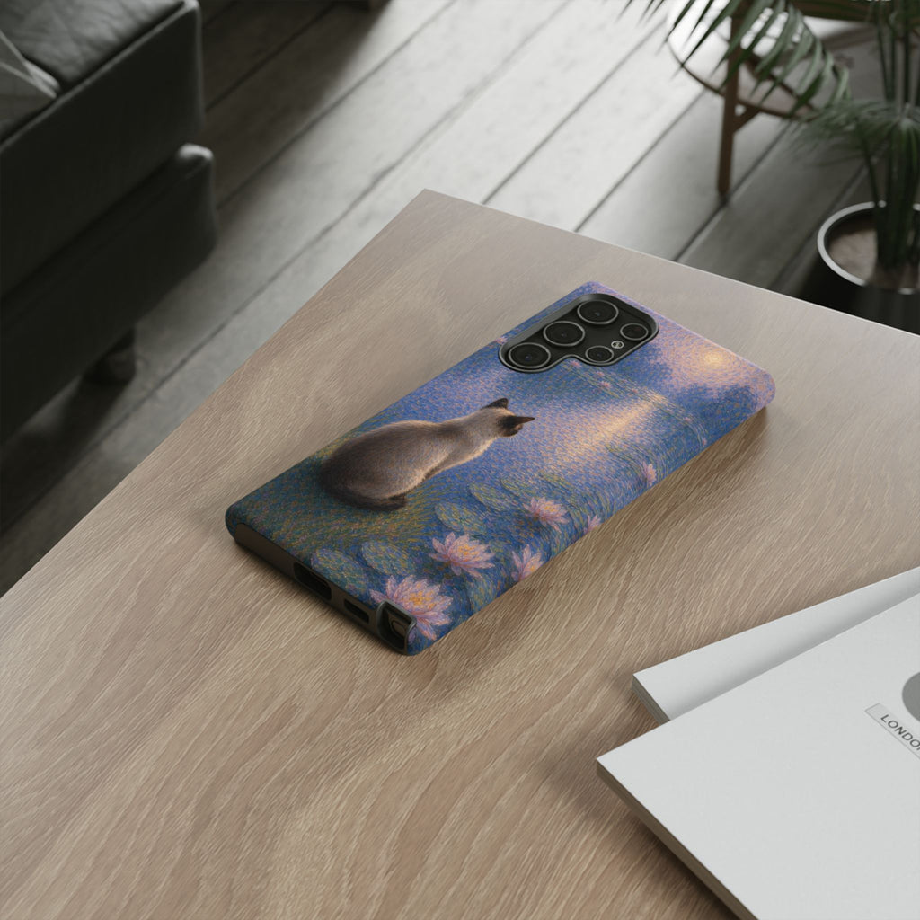 Cat Moonlight Phone Case — Serene Siamese by Lily Pond