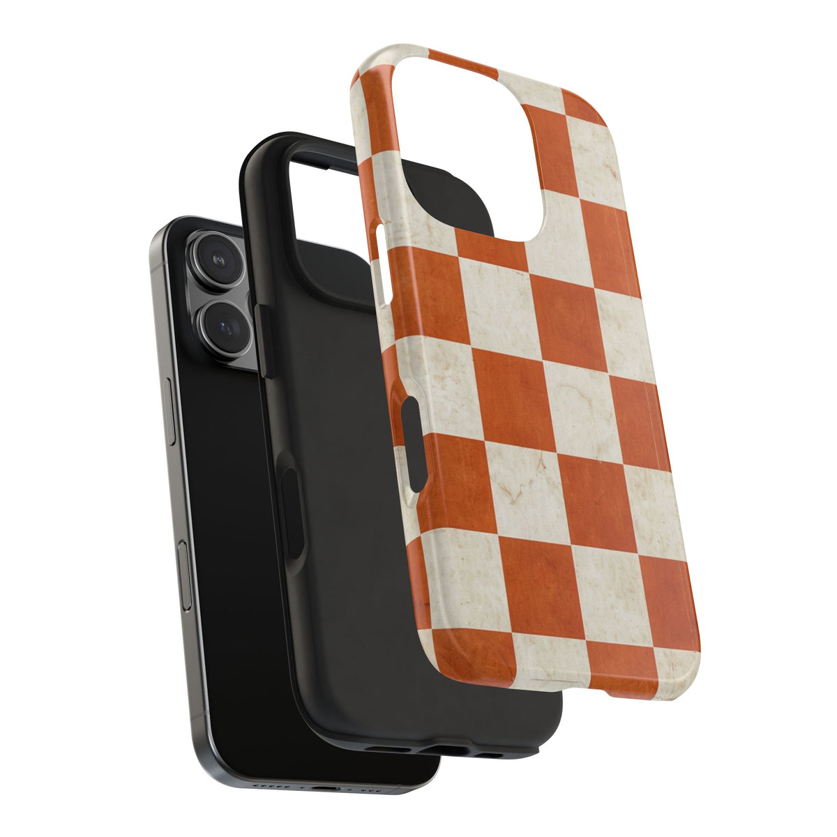 Orange and Cream Checkerboard Tough Phone Case