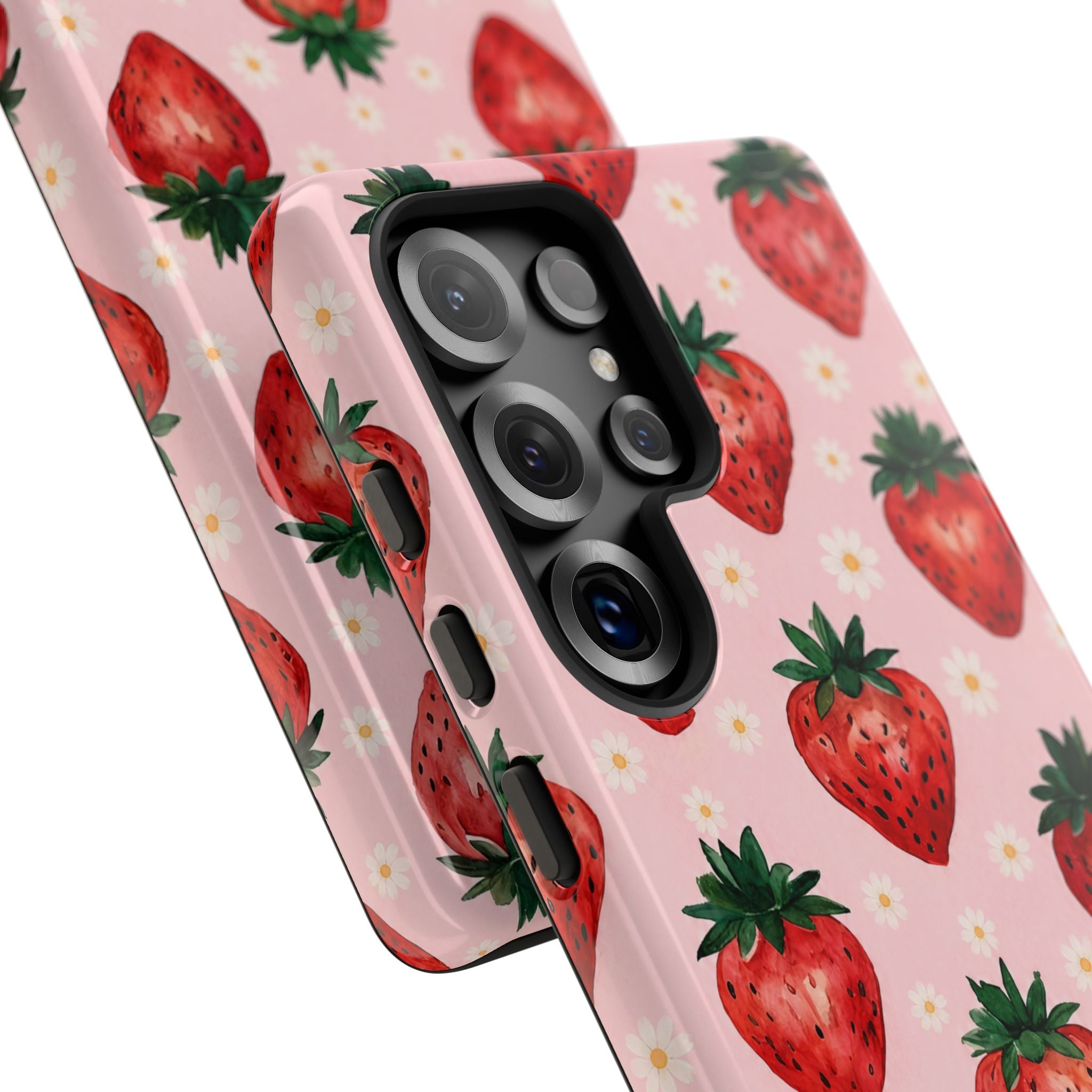 Strawberry Pattern Tough Case — Cute Pink Fruit Phone Case