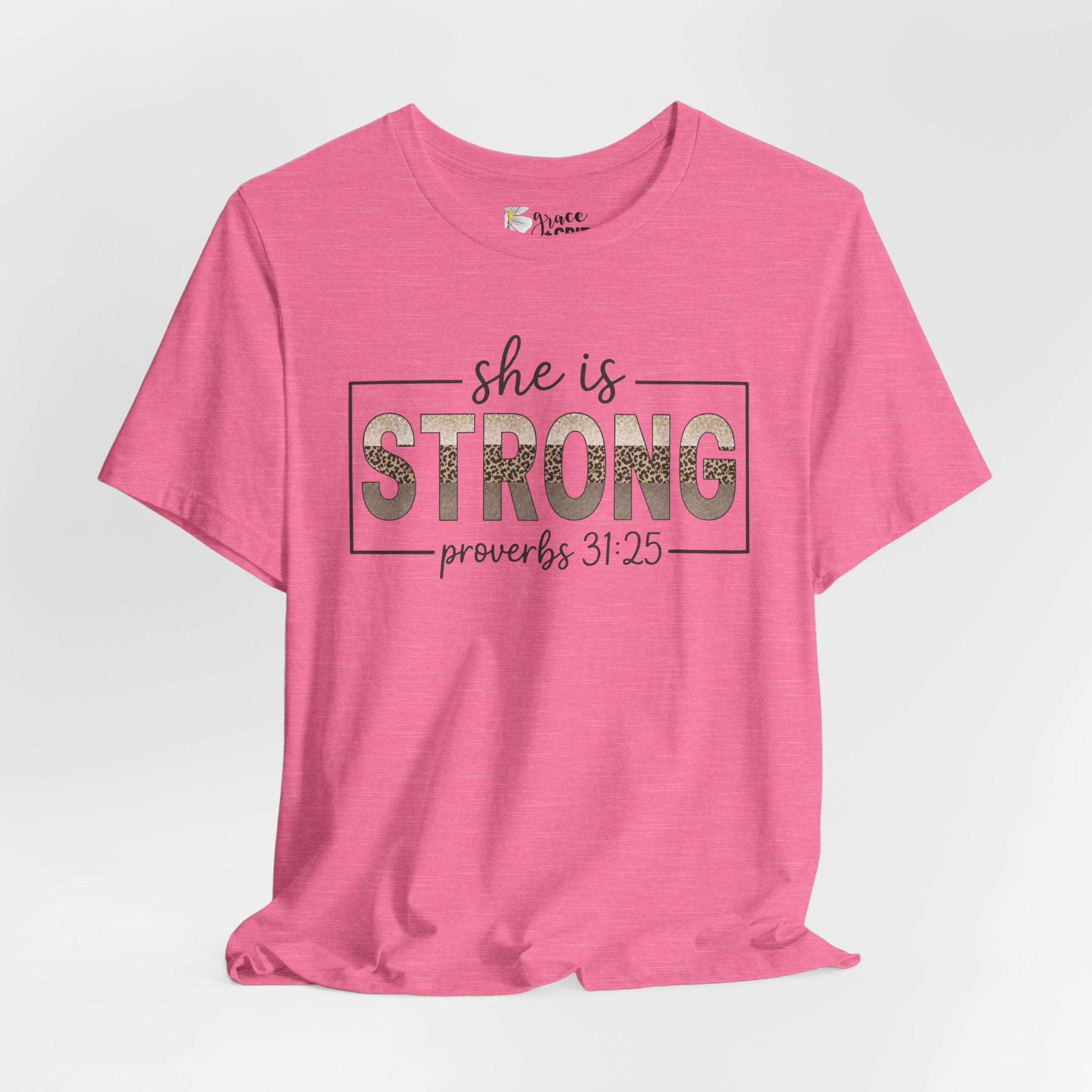 She Is Strong Floral Tee — Inspirational Women's Strength T-Shirt