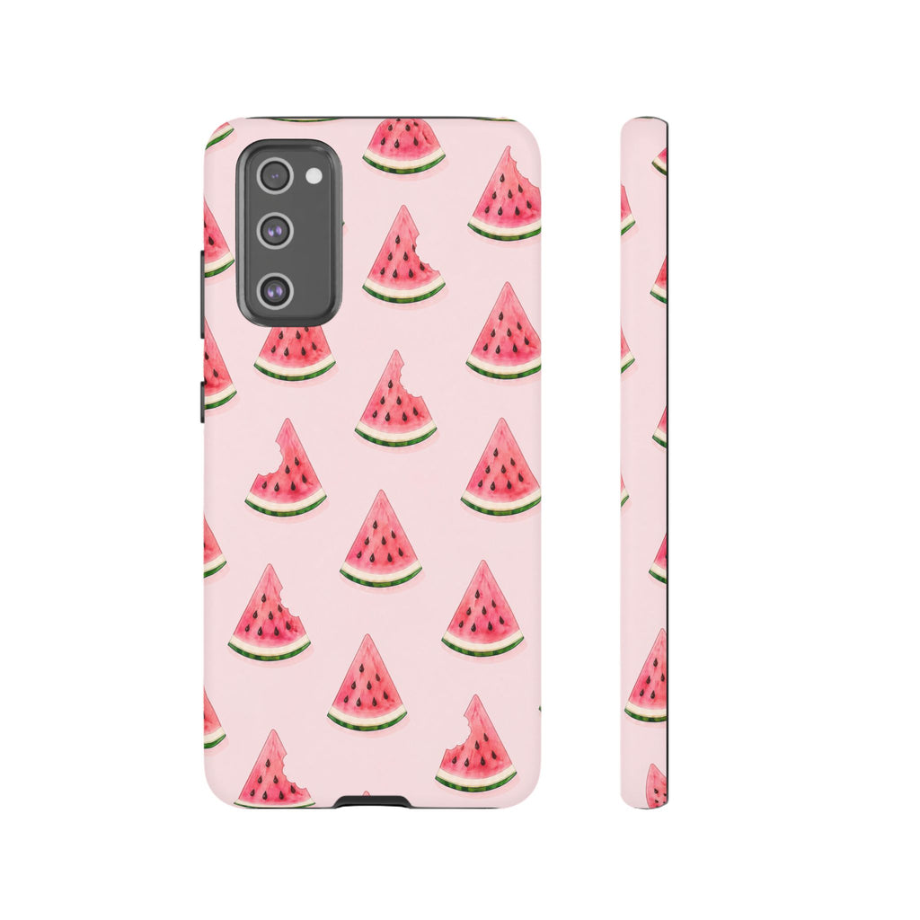 Watermelon Pattern Tough Phone Case — Pink Fruit Slice Protective Case