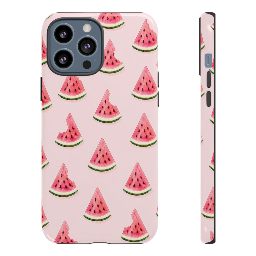 Watermelon Pattern Tough Phone Case — Pink Fruit Slice Protective Case