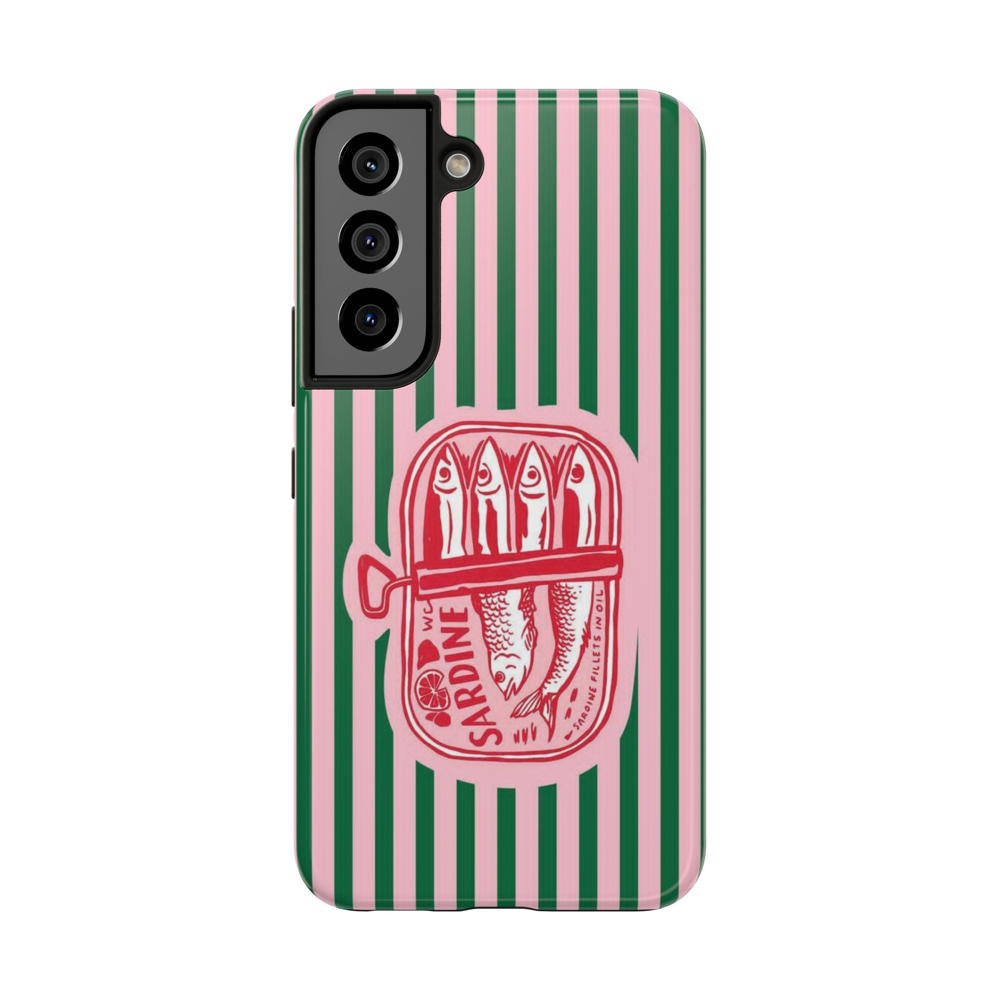 Sardine Stripes Tough Phone Case — Retro Pink & Green Protective Phone Cover