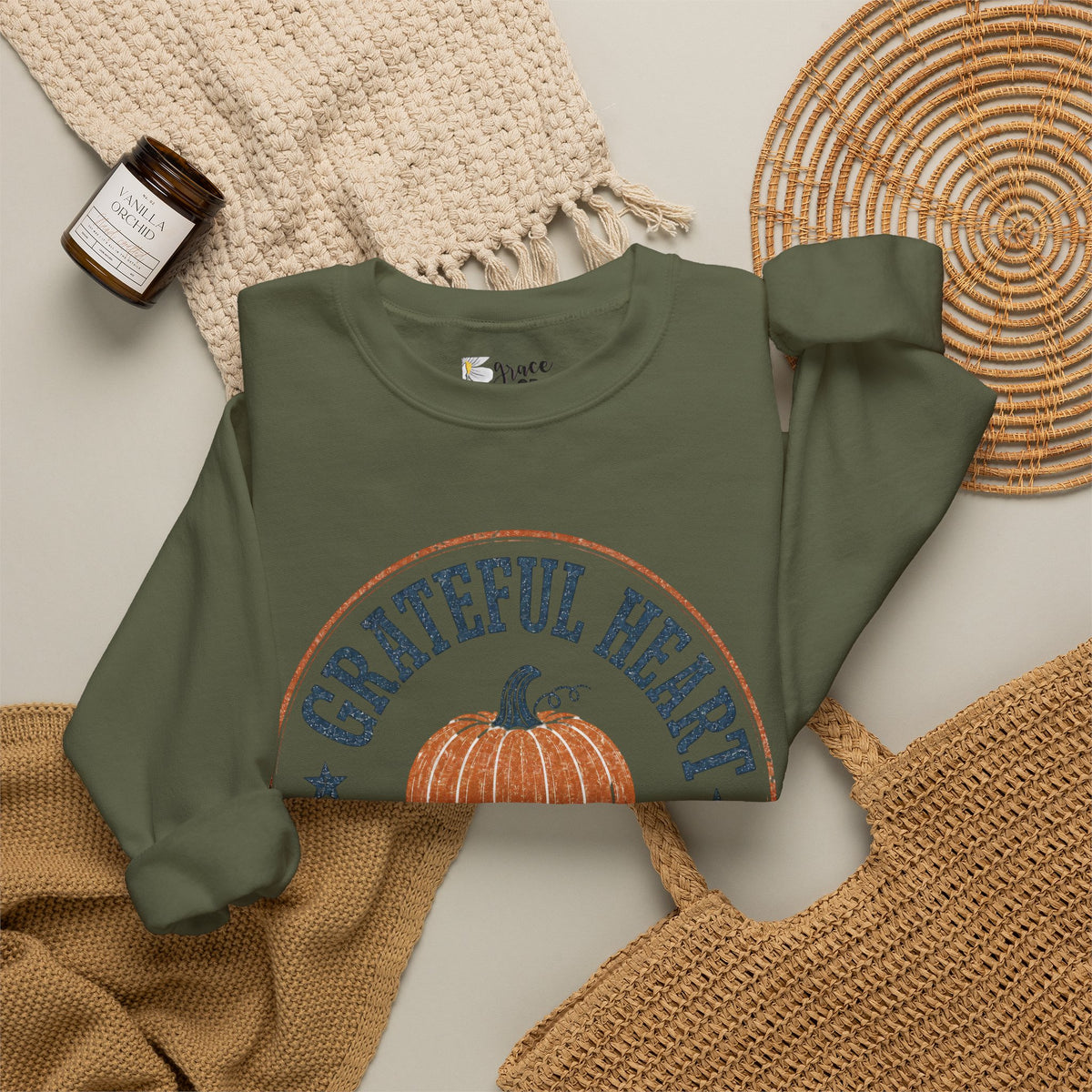 Grateful Heart Pumpkin Sweatshirt – Fall Homeschool Crewneck