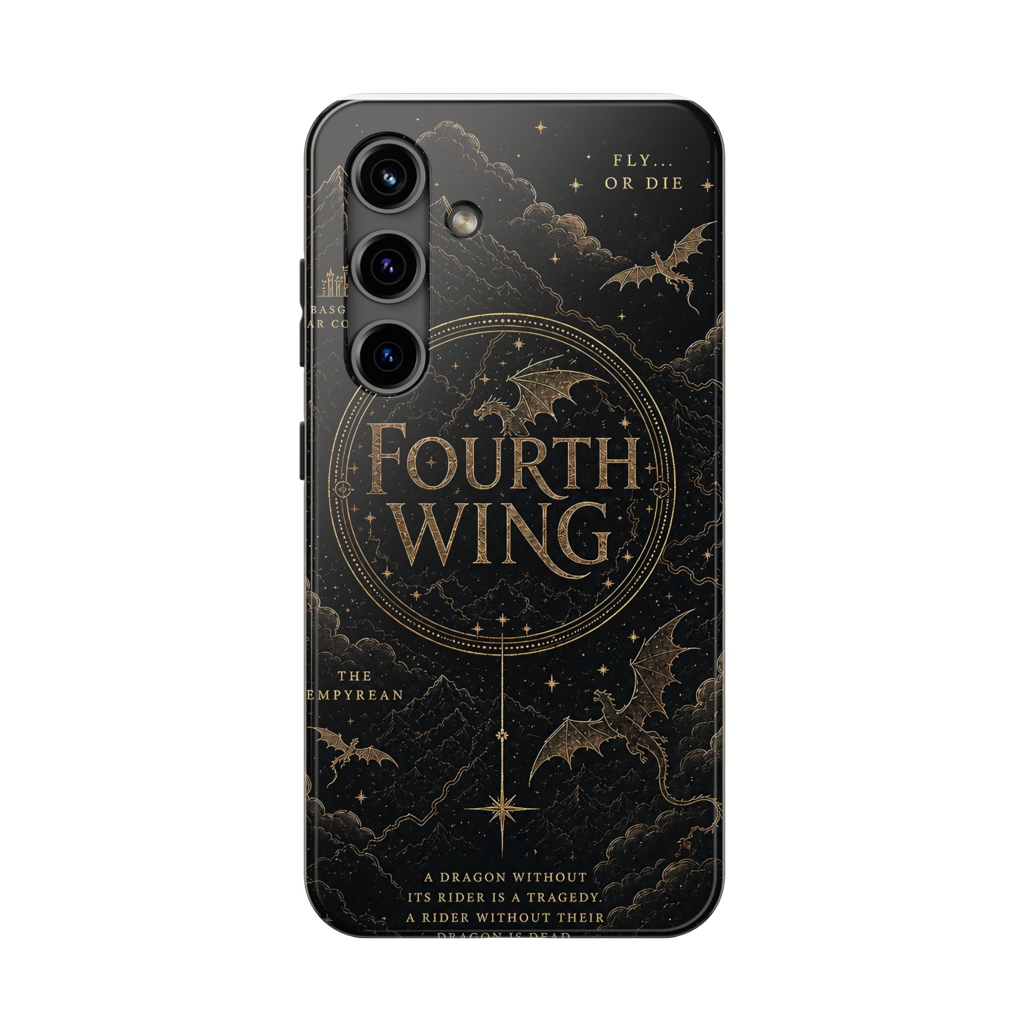 Fourth Wing Tough Phone Case — Dark Fantasy Dragon Design, 'Fly or Die' Quote