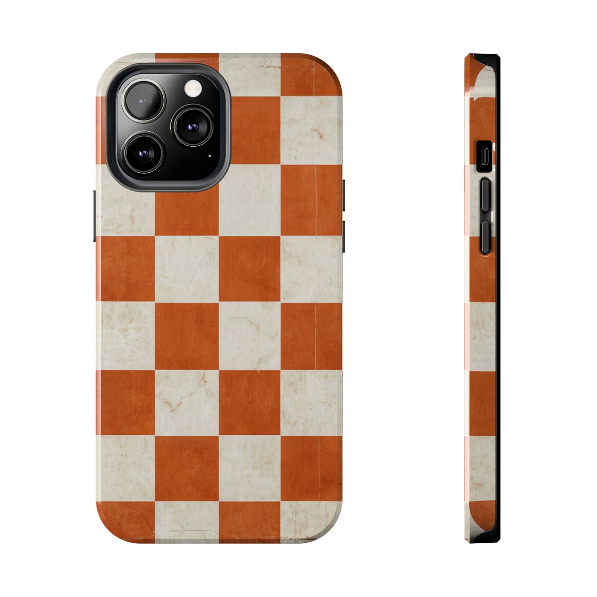 Orange and Cream Checkerboard Tough Phone Case