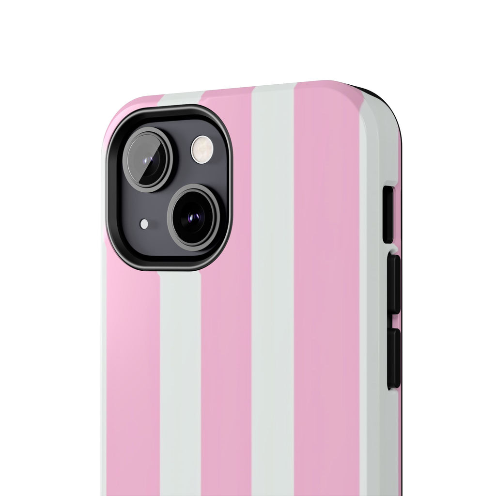Pink & White Stripe Tough Phone Case — Protective Stripe iPhone Cover