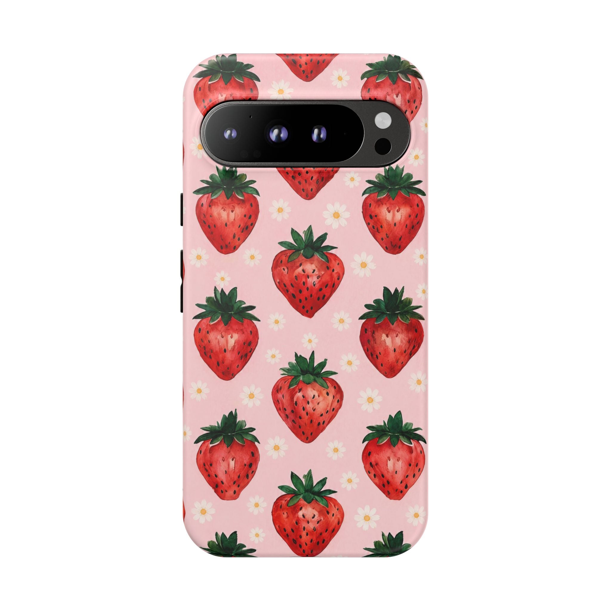 Strawberry Pattern Tough Case — Cute Pink Fruit Phone Case