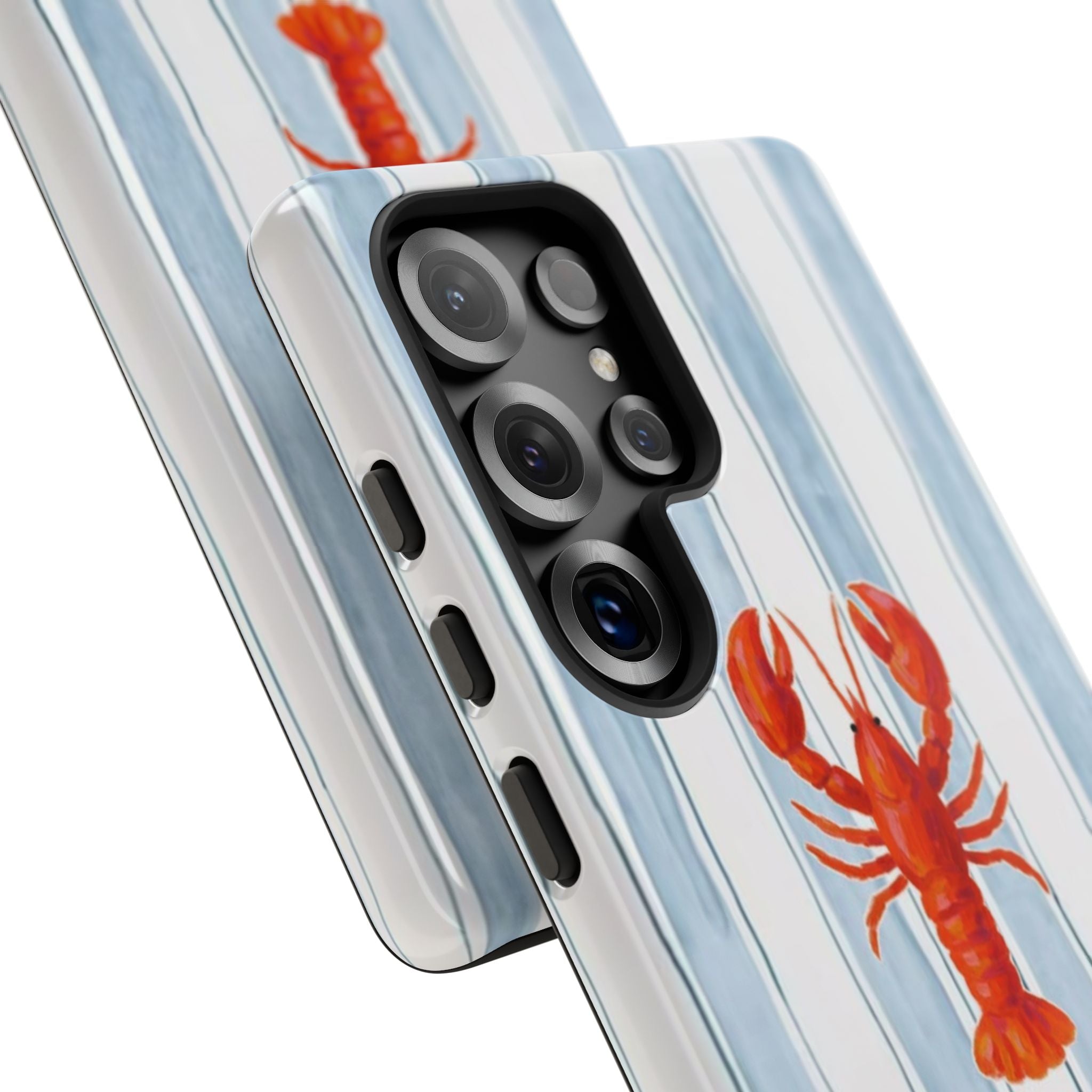 Lobster Stripe Phone Case — Nautical Blue & White Protective Cover
