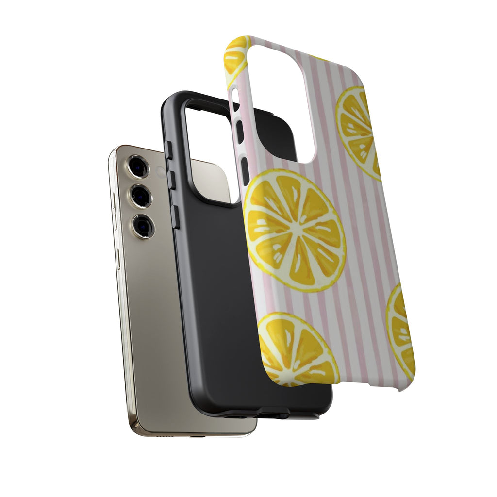 Lemon Slices Tough Case — Cute Pink Stripe Phone Cover