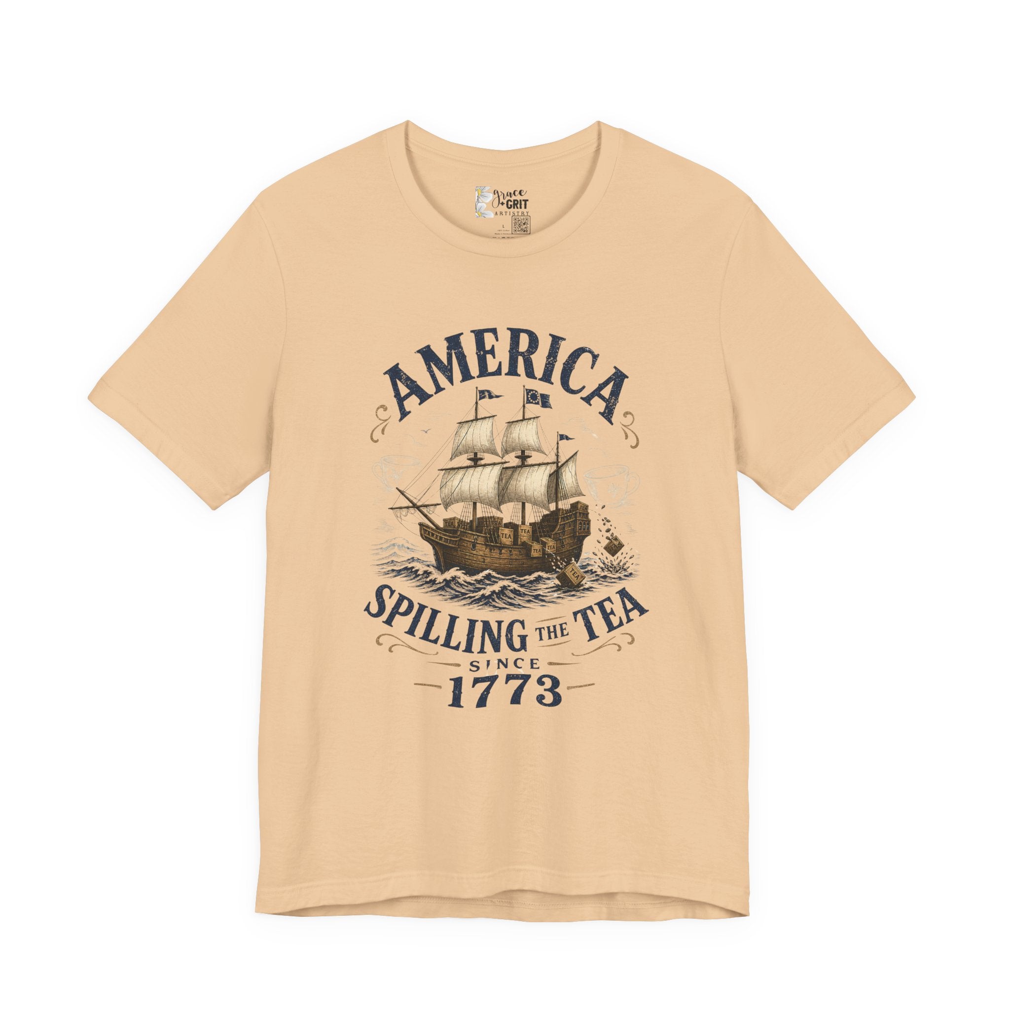 America Spilling the Tea 1773 T‑Shirt — Boston Tea Party Vintage Ship Tee