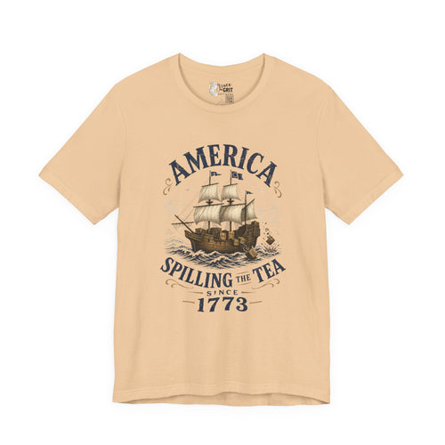 America Spilling the Tea 1773 T‑Shirt — Boston Tea Party Vintage Ship Tee