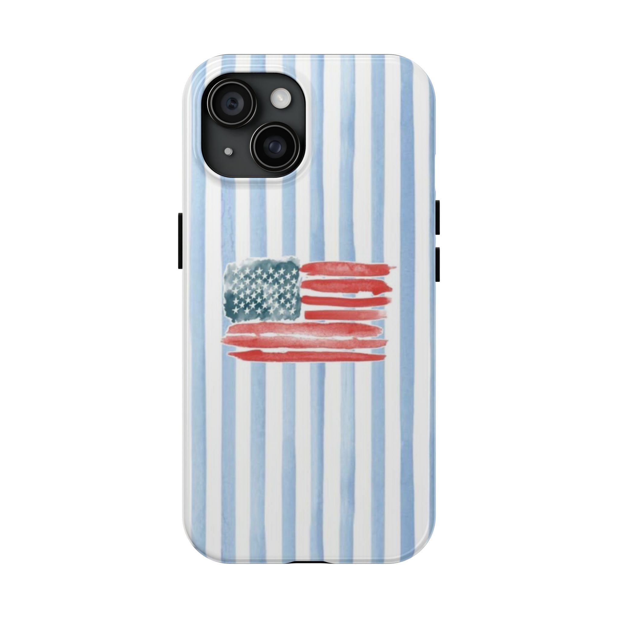 American Flag Watercolor Tough Phone Case — Blue Striped Patriotic Phone Case