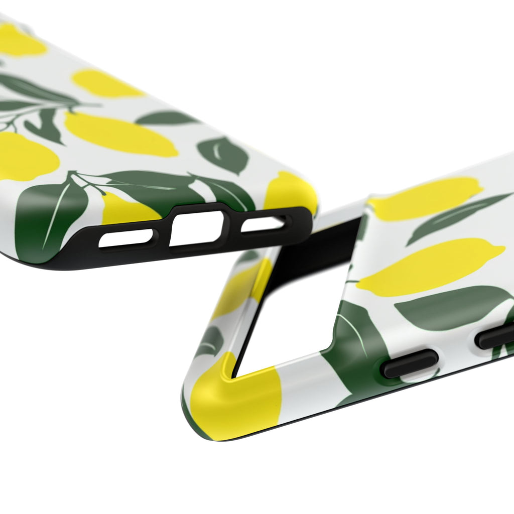 Lemon Pattern Tough Phone Case — Bright Citrus Protective Cover