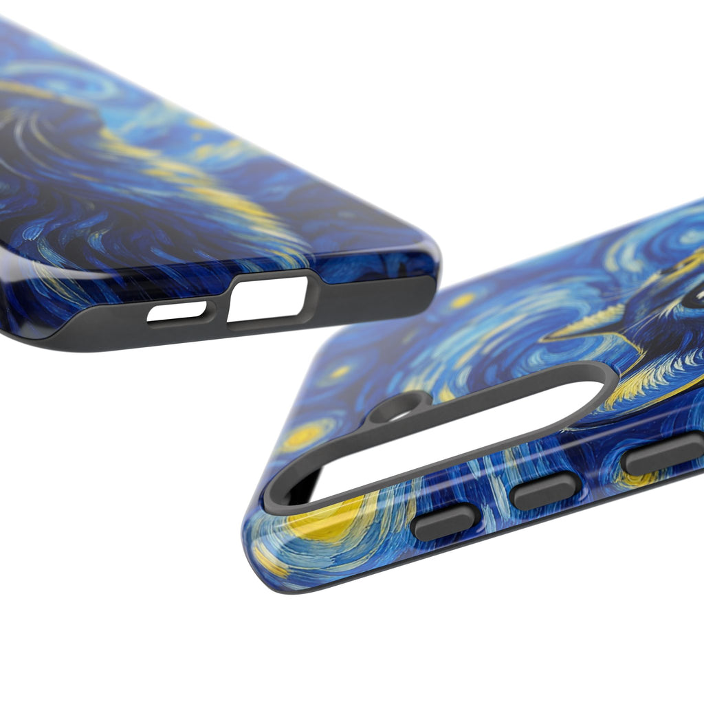 Starry Night Cat Phone Case — Van GoghStyle Blue Galaxy iPhone Cover