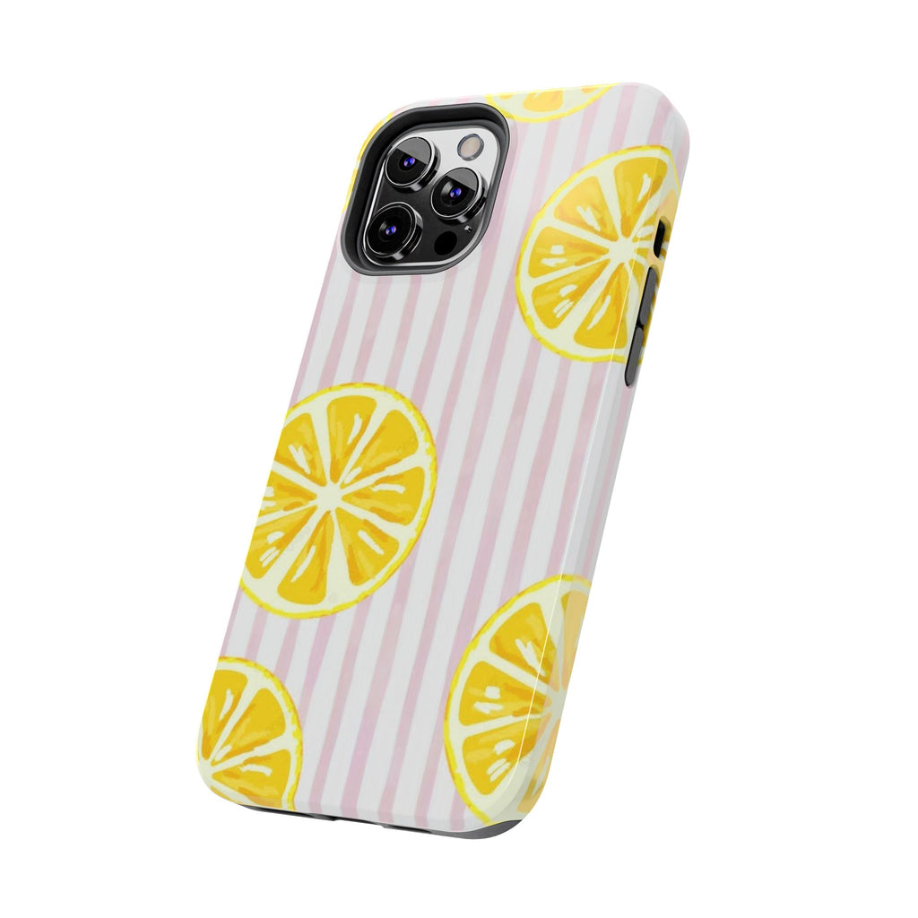 Lemon Slice Tough Phone Case — Pink Stripe Summer Protective Cover