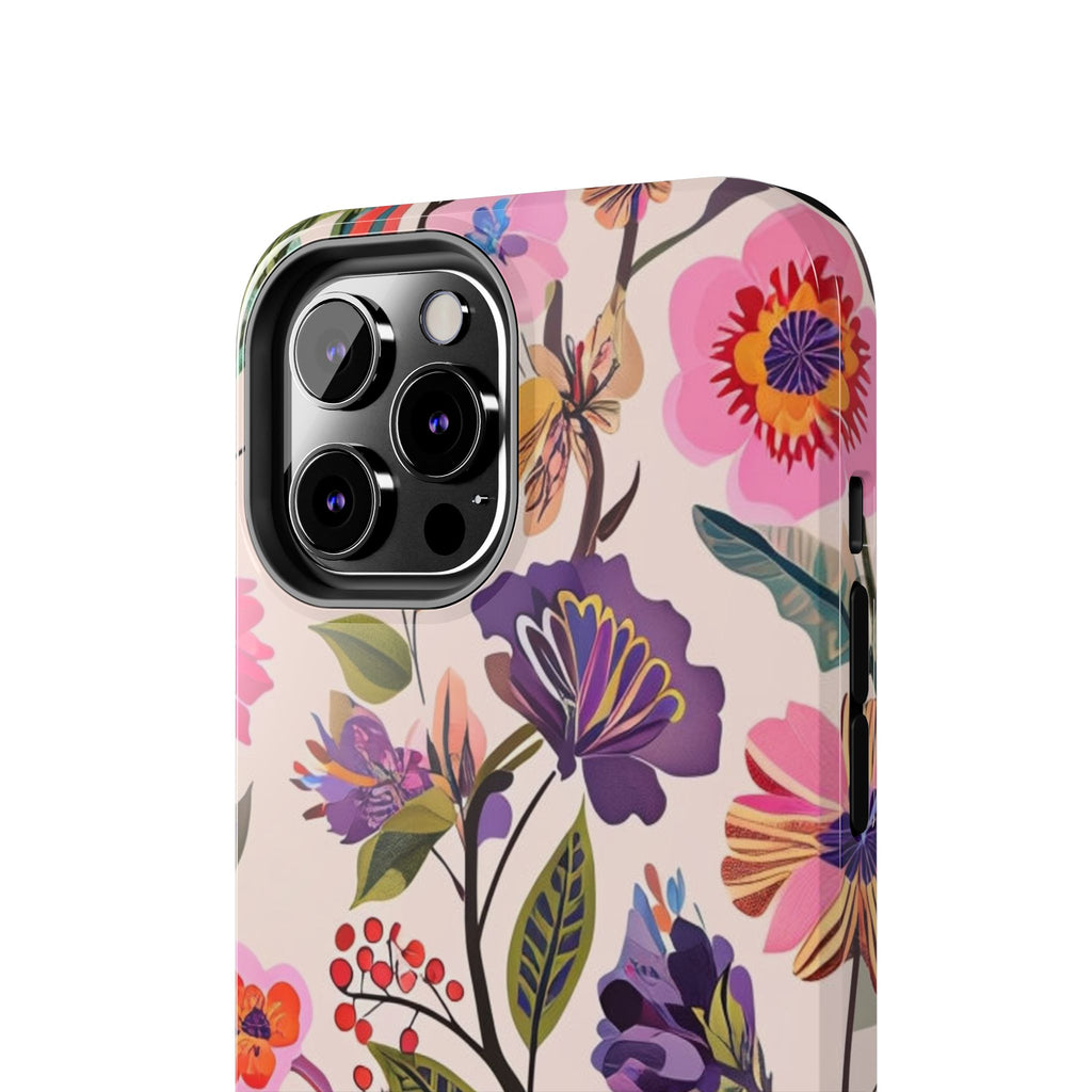 Floral Tough Phone Case – Colorful Botanical Flower Design