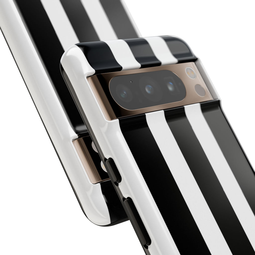 Black & White Vertical Stripe Phone Case — Tough Protective iPhone Cover