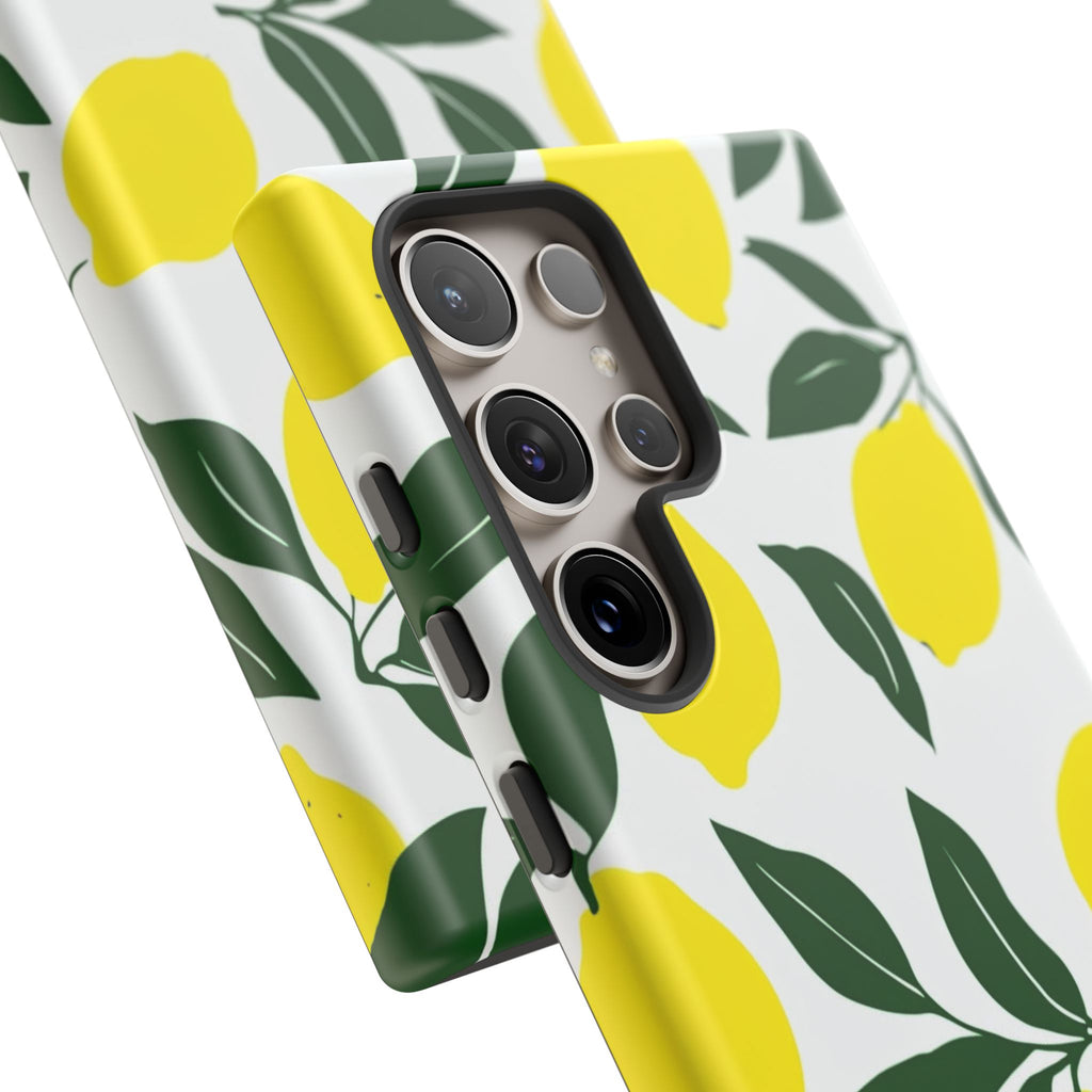 Lemon Pattern Tough Phone Case — Bright Citrus Protective Cover