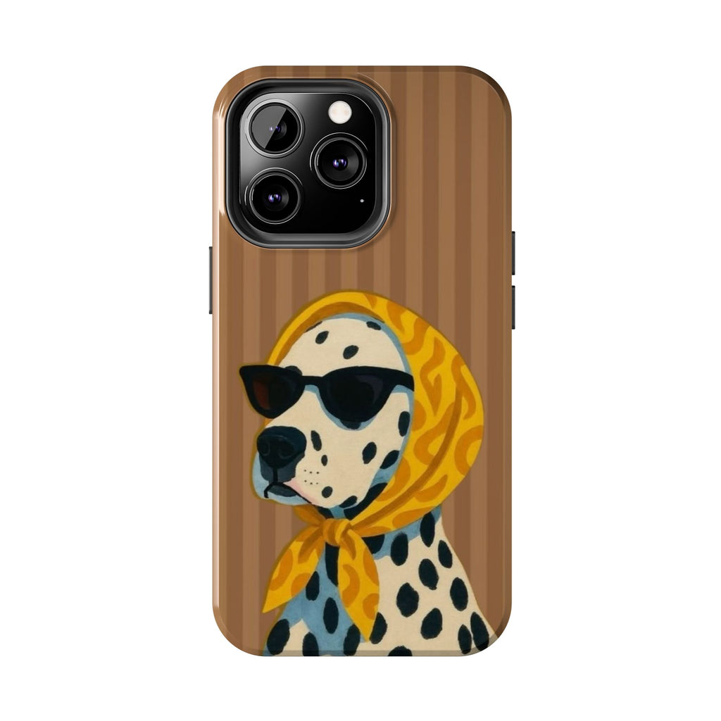 Dalmatian in Scarf Tough Phone Case — Retro Dog Print Protective Cover
