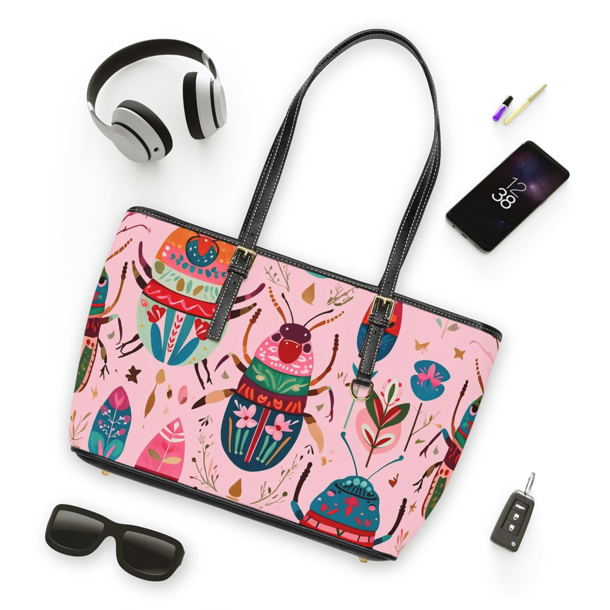 Colorful Cactus Pattern PU Leather Shoulder Bag