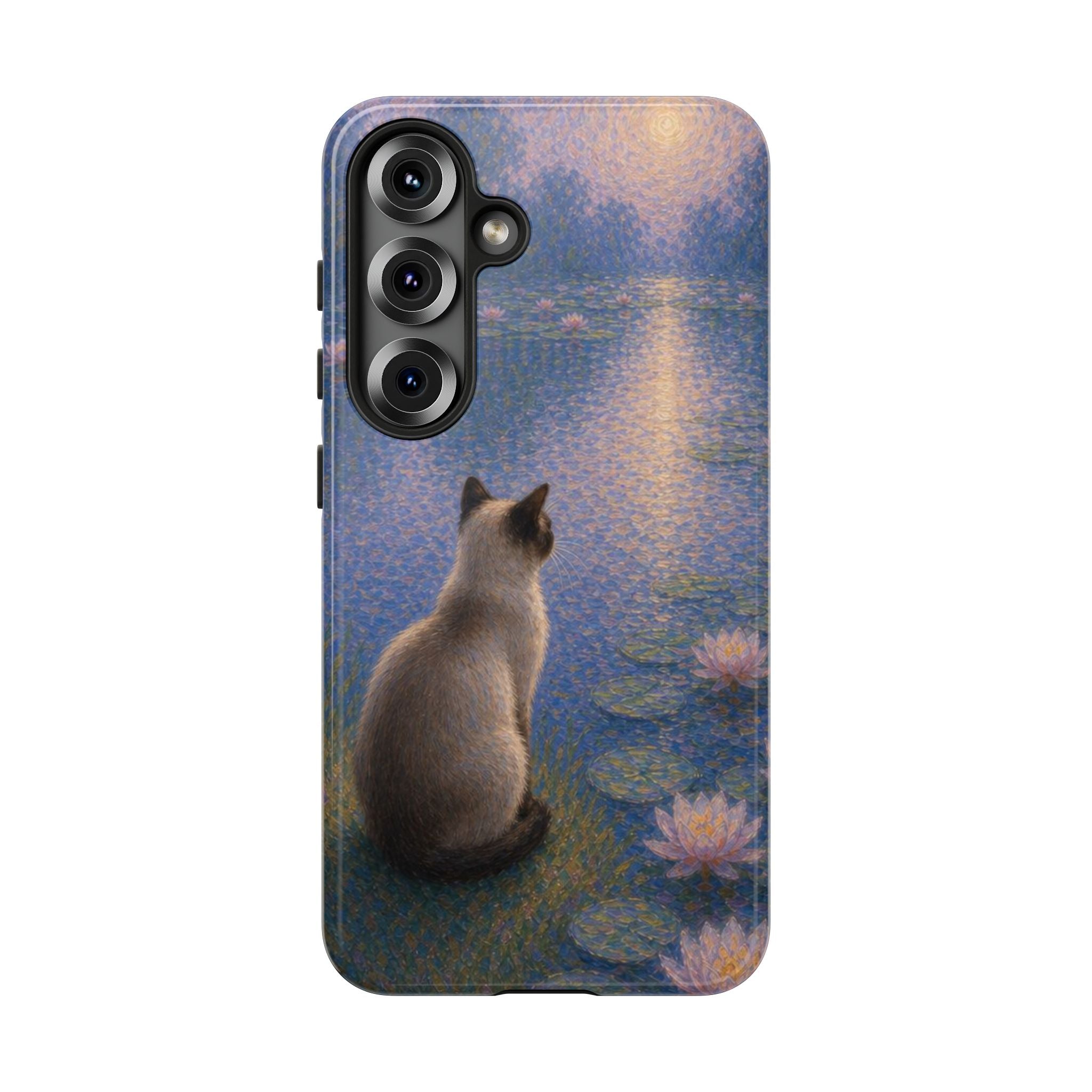 Cat Moonlight Phone Case — Serene Siamese by Lily Pond