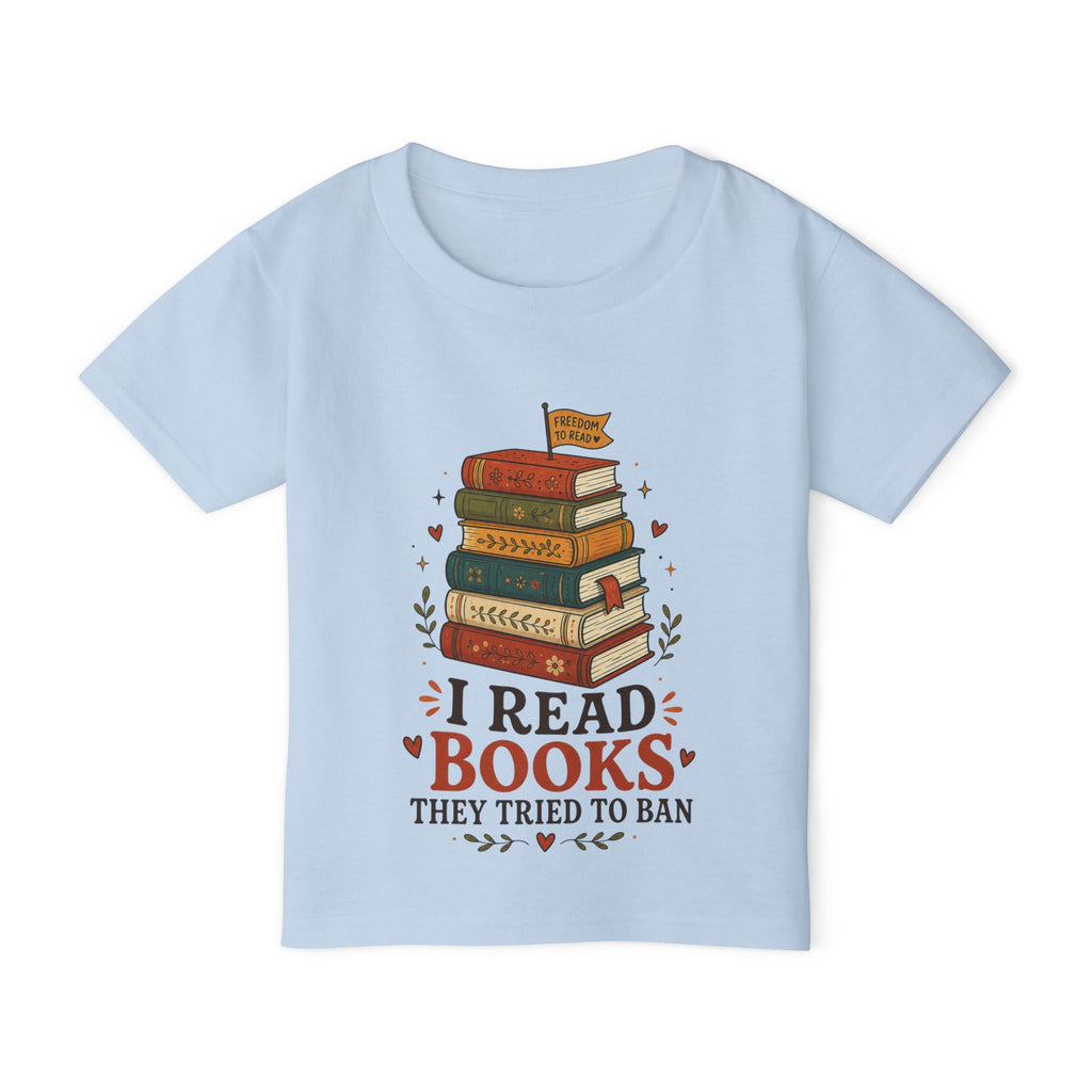 Toddler T-Shirt — "I Read Books They Tried To Ban" Bookstack Graphic