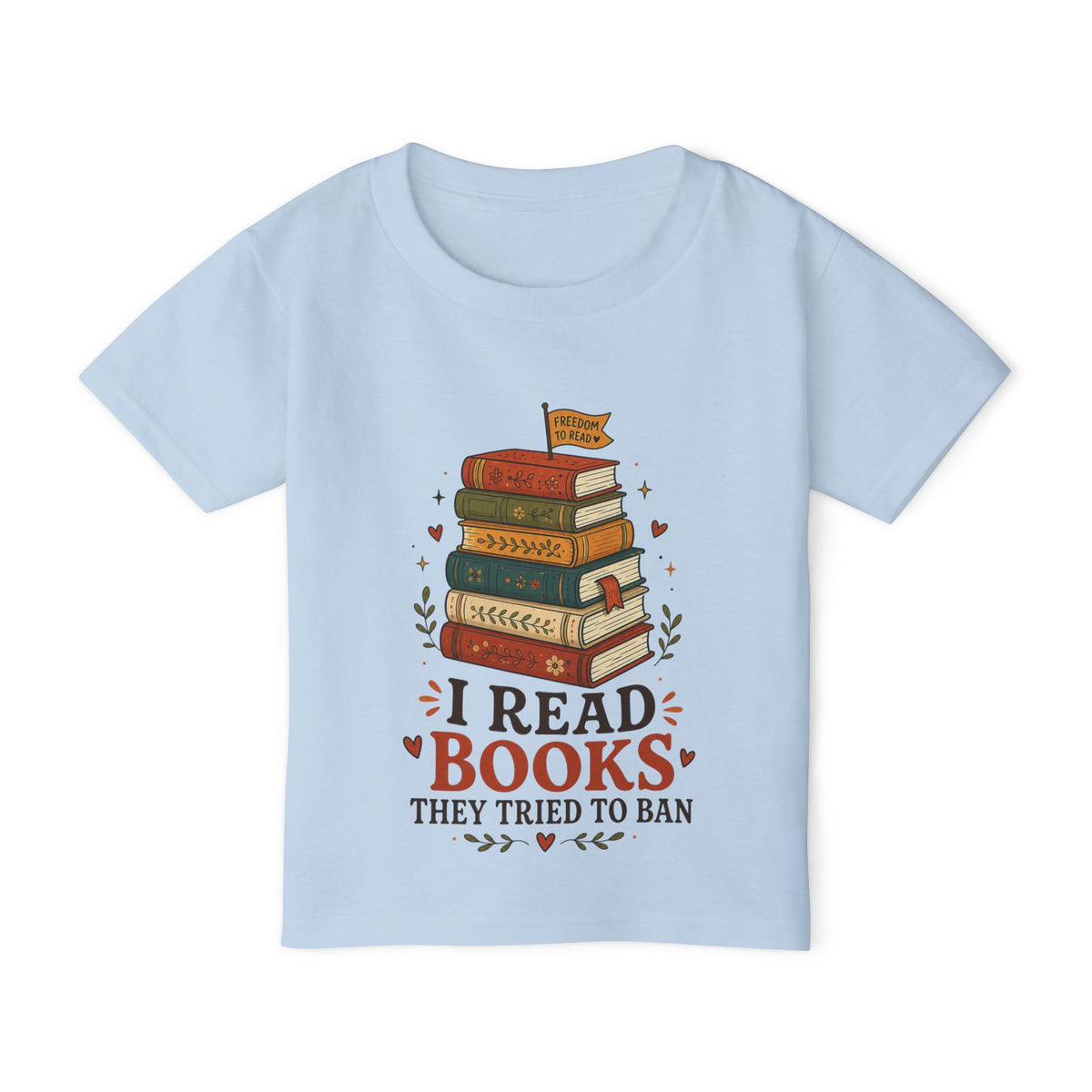 Toddler T-Shirt — "I Read Books They Tried To Ban" Bookstack Graphic