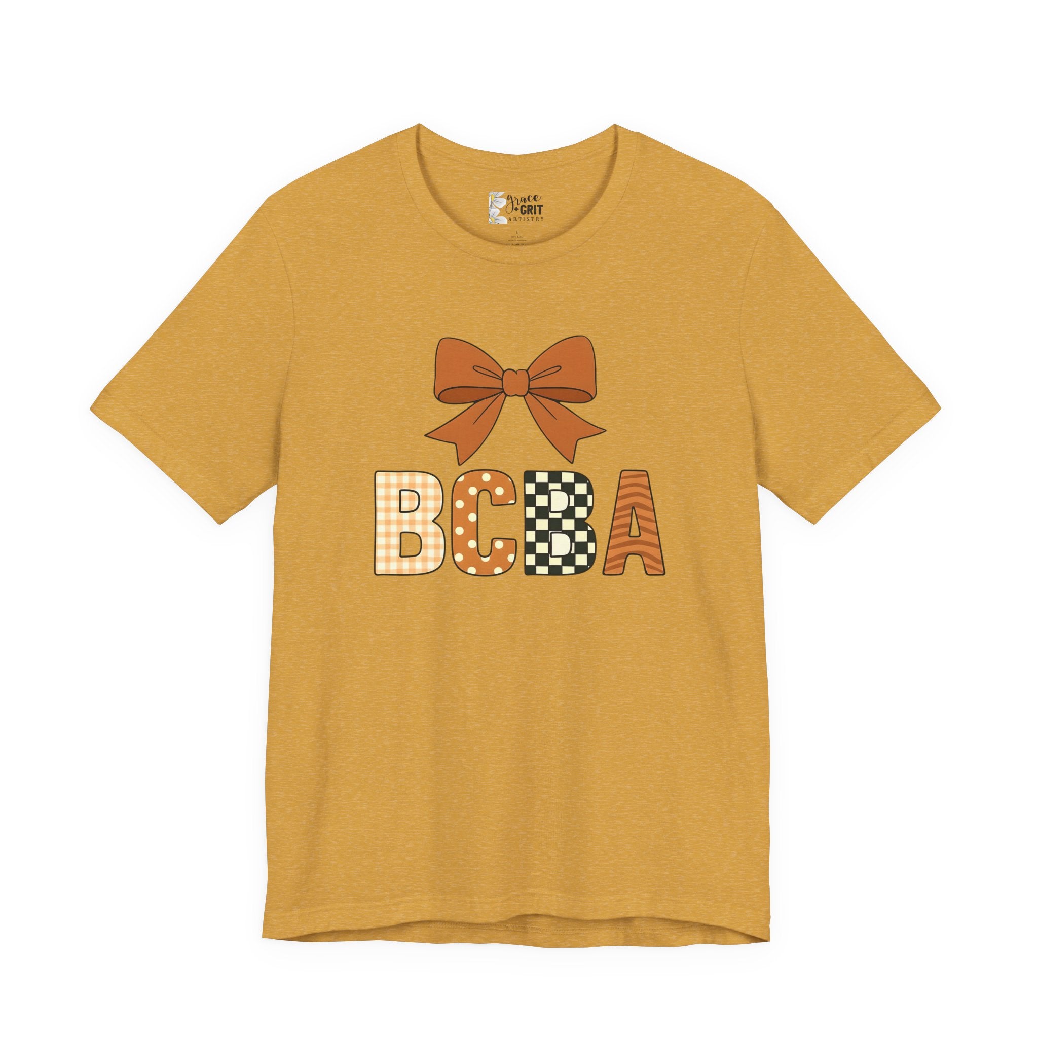 Fall Bow 'BCCA' Graphic Tee — Plaid & Checker Pattern Seasonal Shirt