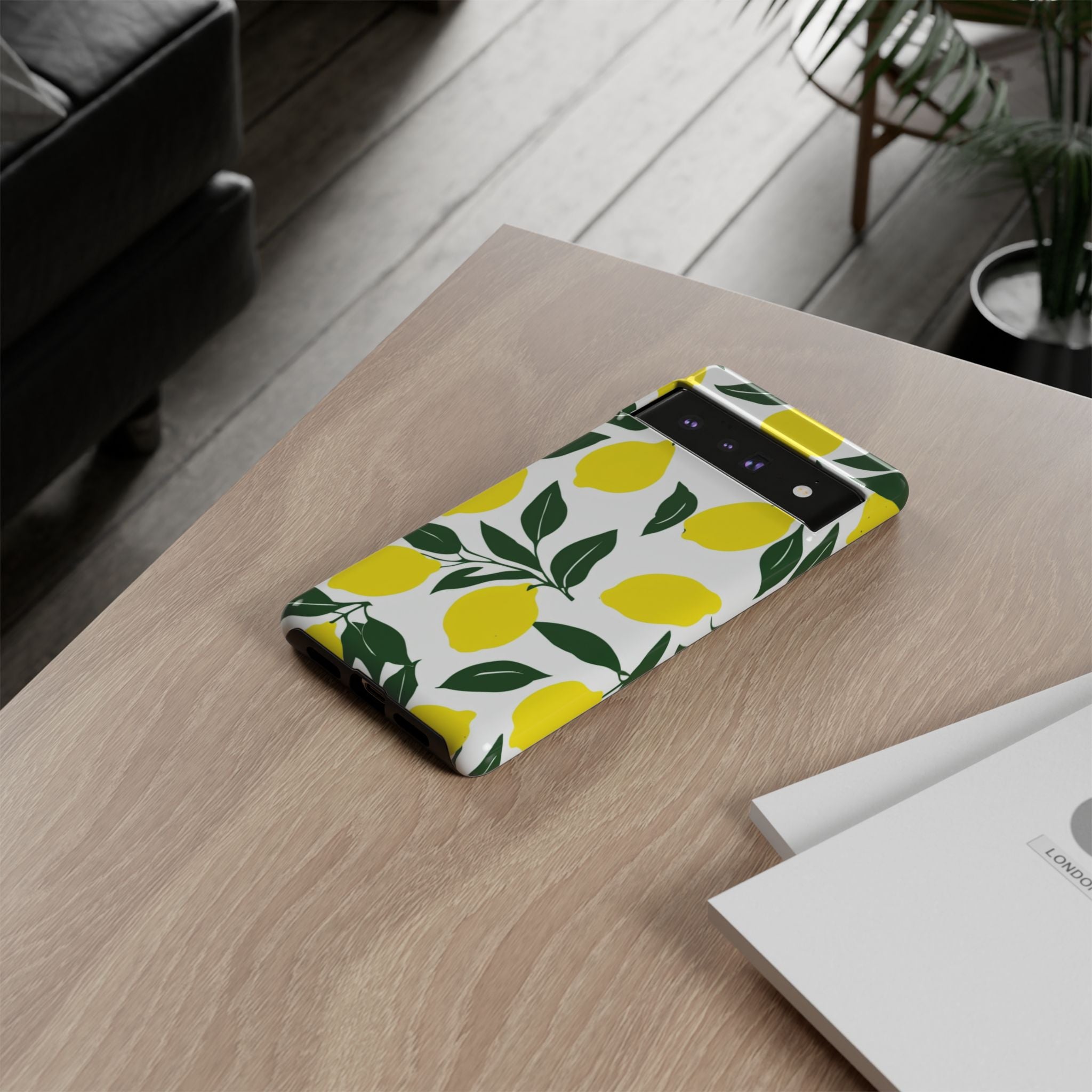 Lemon Pattern Tough Phone Case — Bright Citrus Protective Cover