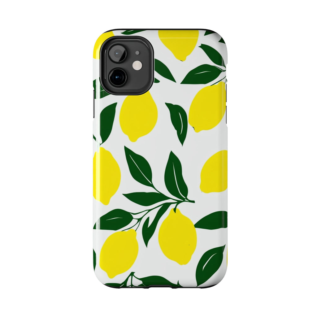 Lemon Pattern Tough Phone Case — Bright Citrus Protective Phone Cover