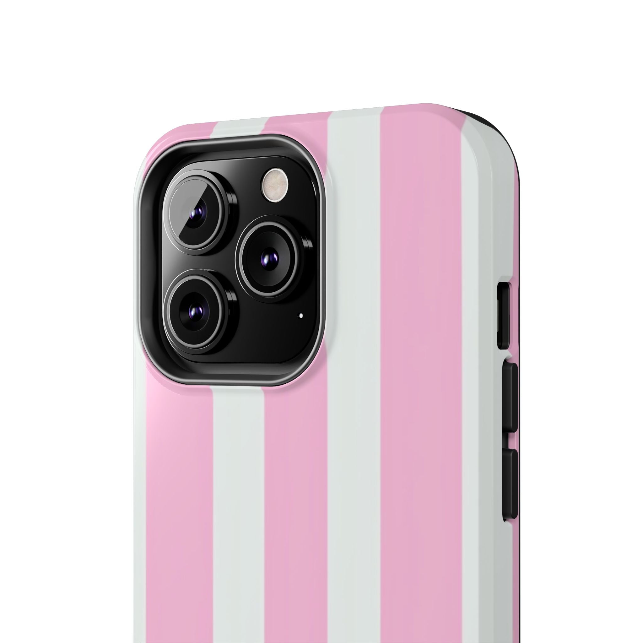 Pink & White Stripe Tough Phone Case — Protective Stripe iPhone Cover