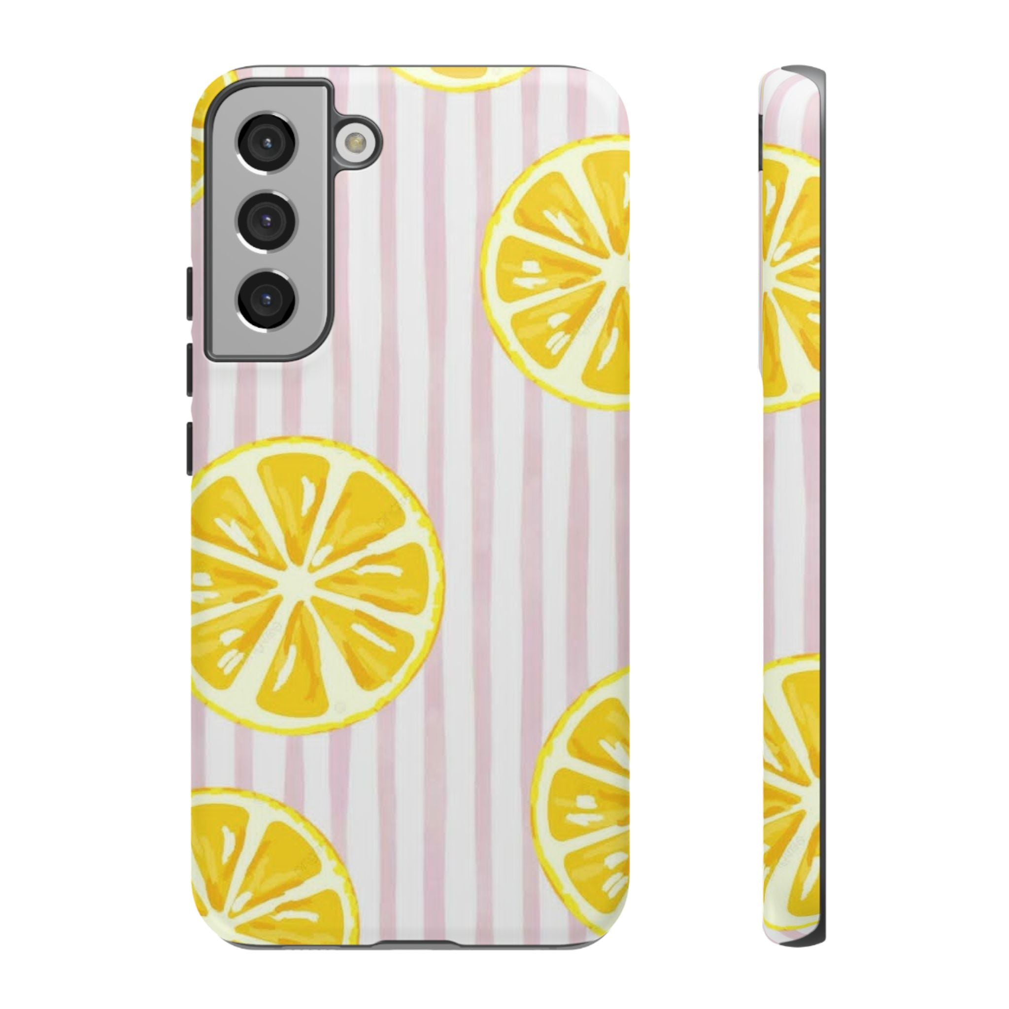 Lemon Slices Tough Case — Cute Pink Stripe Phone Cover