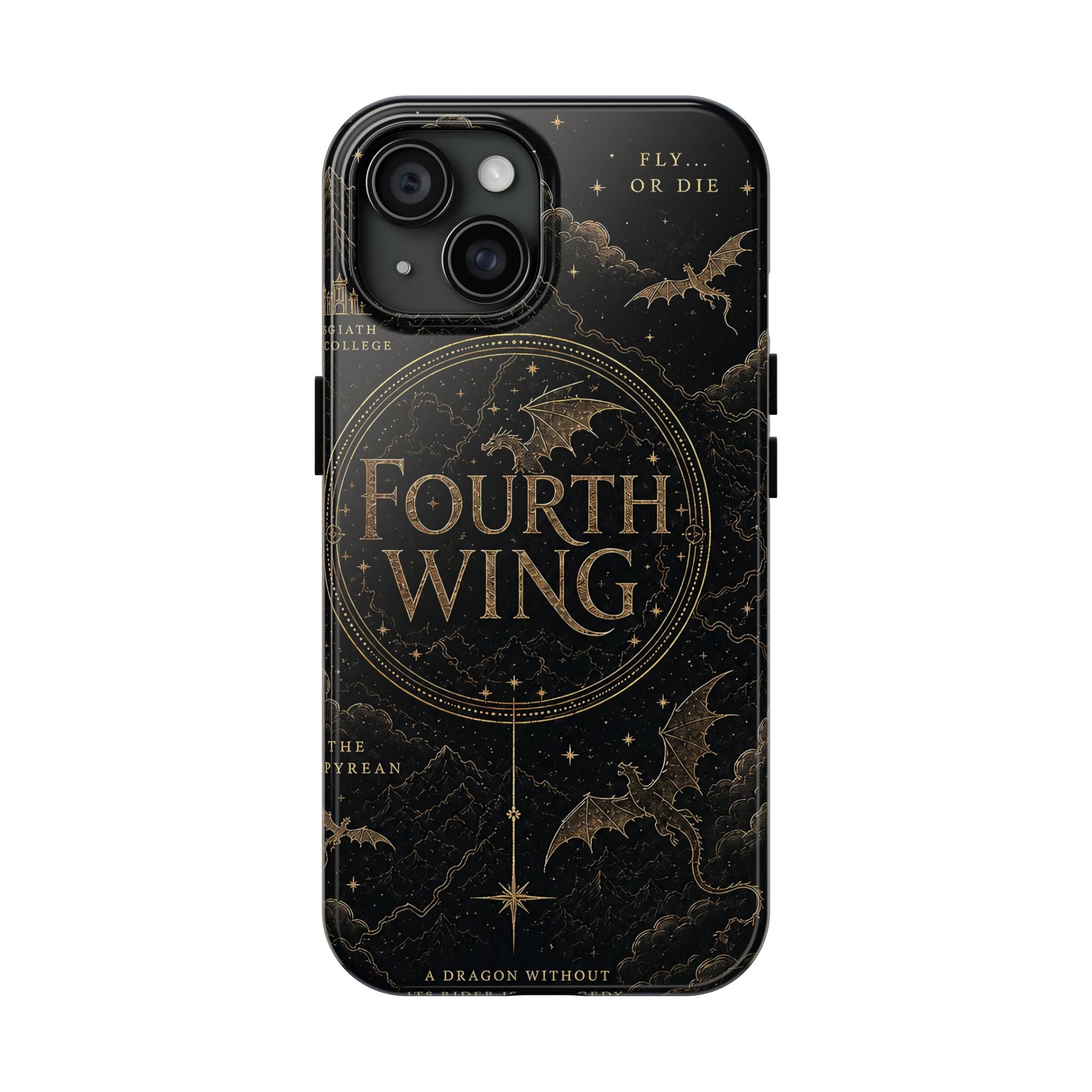Fourth Wing Tough Phone Case — Dark Fantasy Dragon Design, 'Fly or Die' Quote