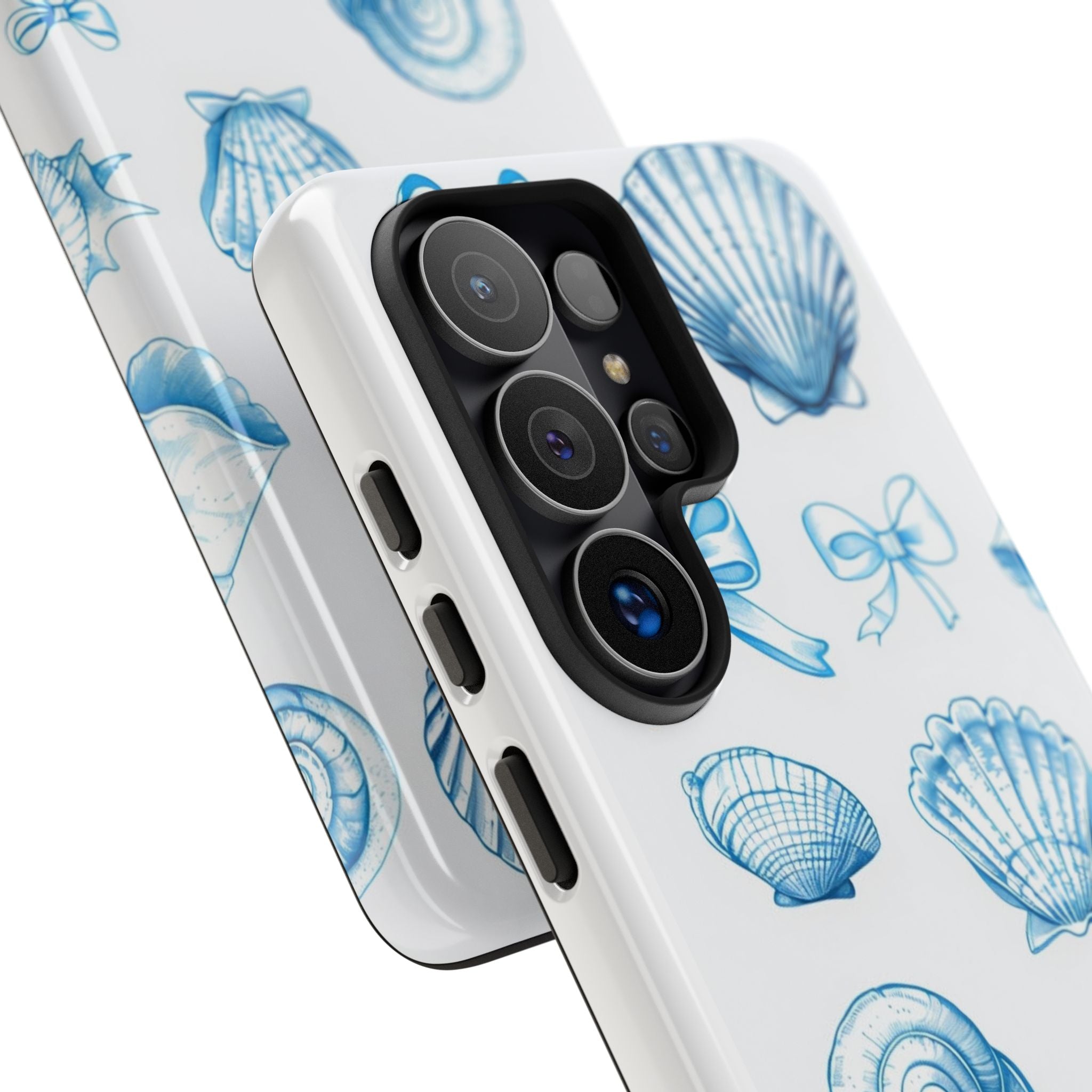 Seaside Shells Phone Case — Blue Nautical Shell & Starfish Pattern