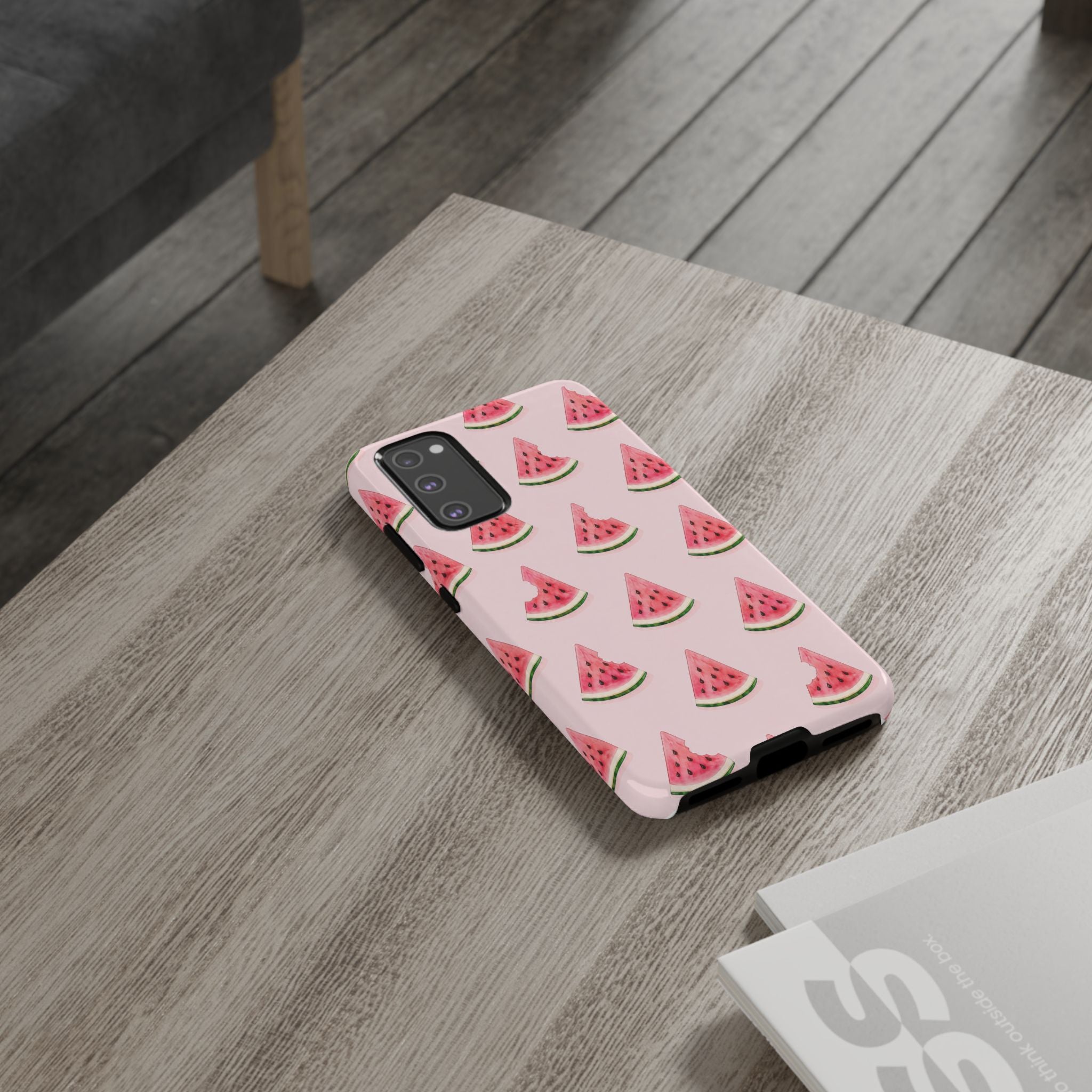 Watermelon Pattern Tough Phone Case — Pink Fruit Slice Protective Case