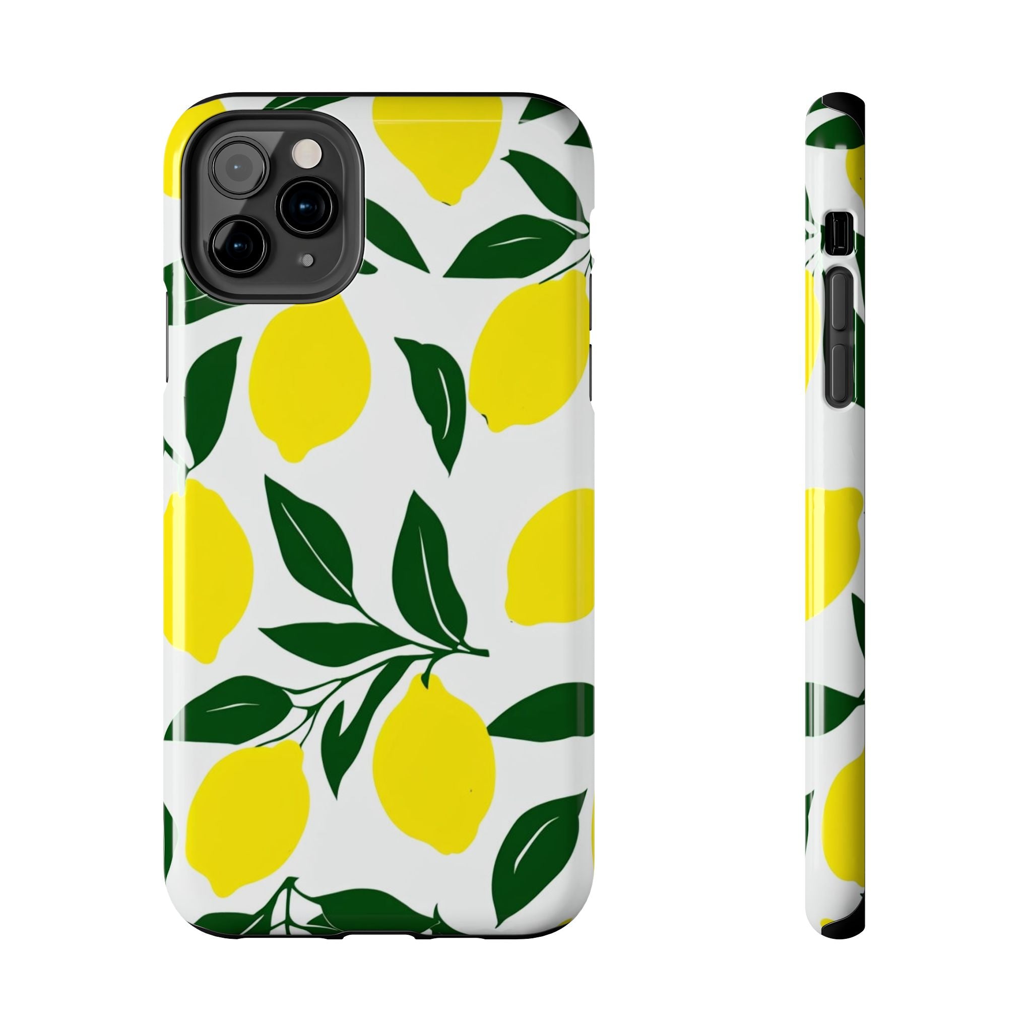 Lemon Pattern Tough Phone Case — Bright Citrus Protective Phone Cover