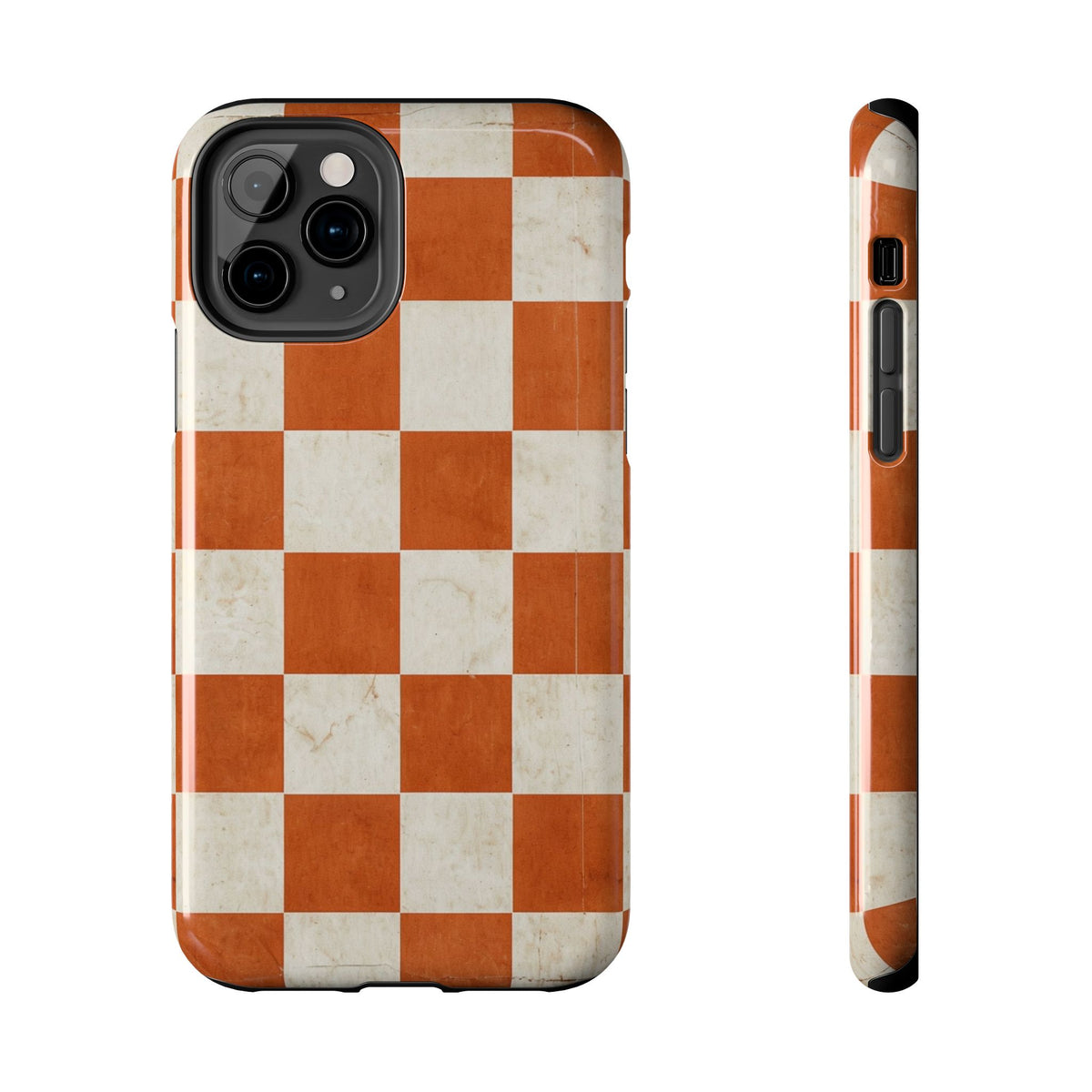 Orange and Cream Checkerboard Tough Phone Case