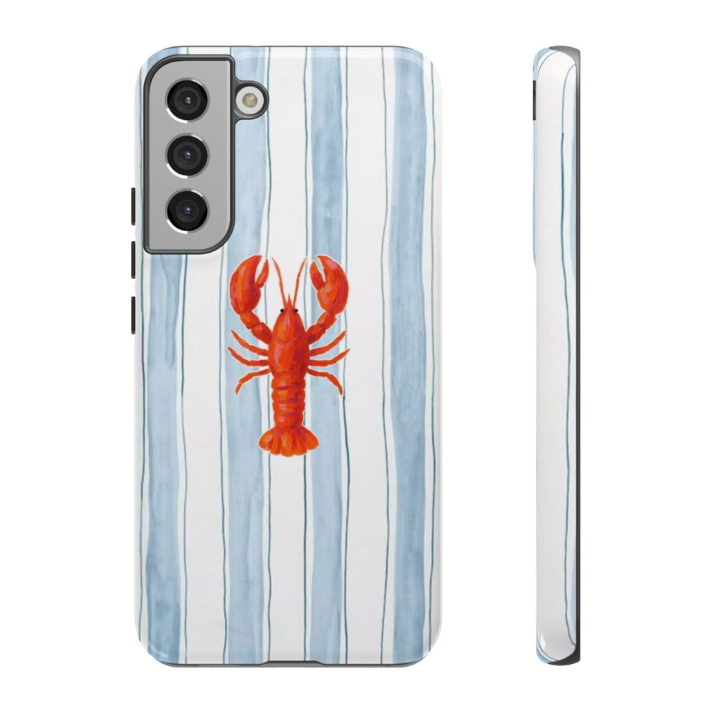 Lobster Stripe Phone Case — Nautical Blue & White Protective Cover